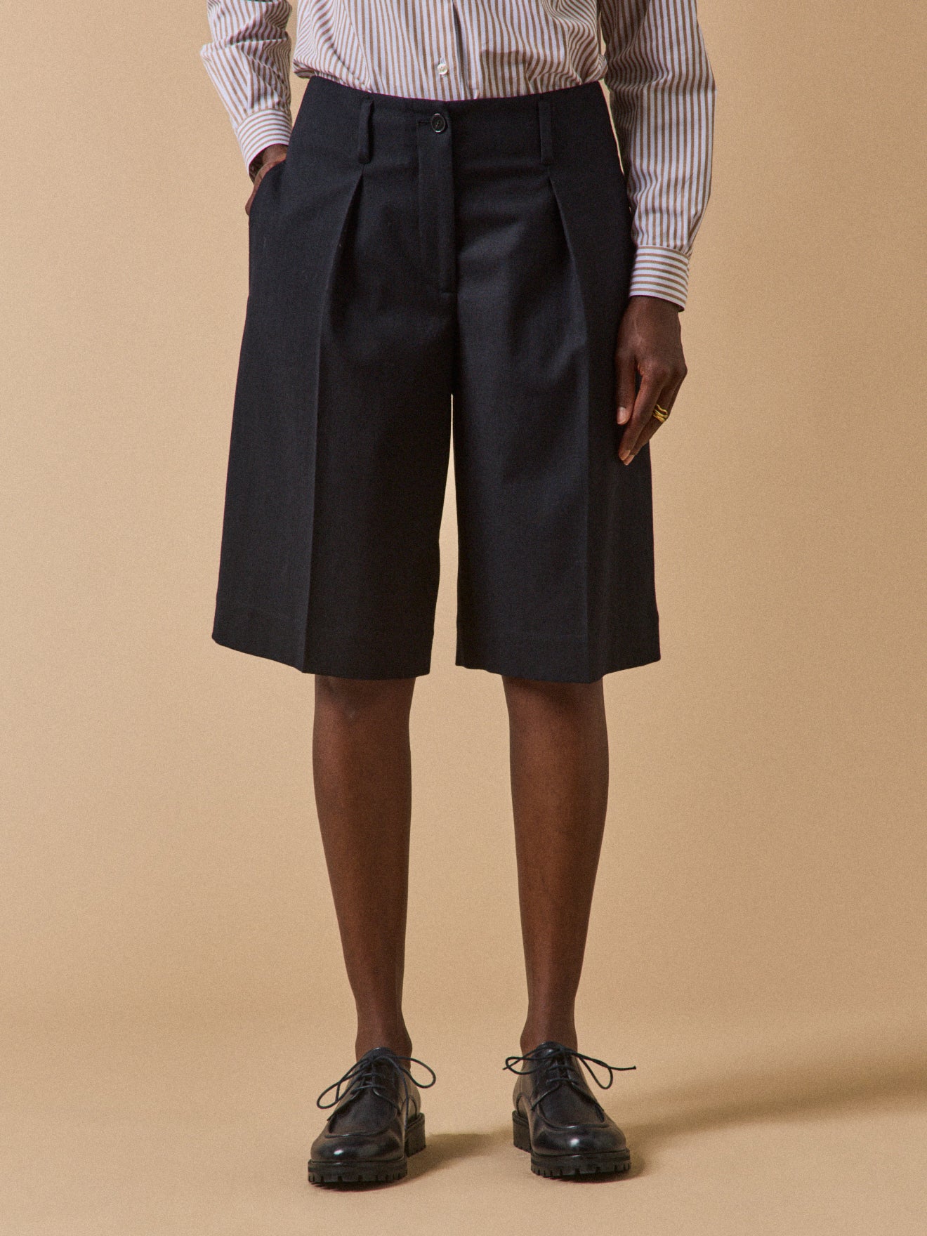 Bermuda uni lainage flanelle femme