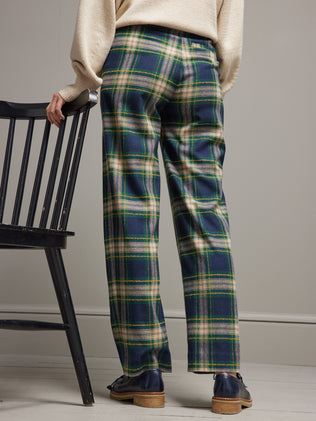 Pantalon large lainage carreaux femme Maud
