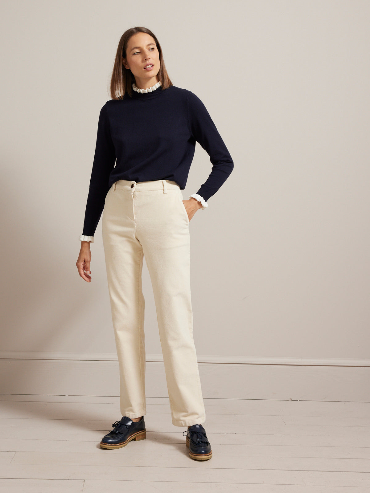 Pantalon chino velours milleraies femme Jade