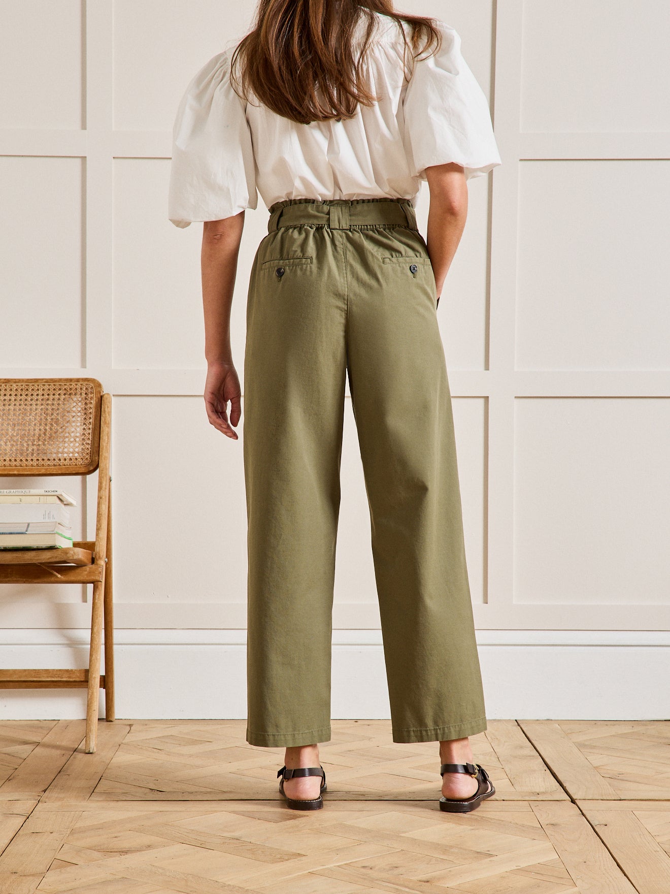 Pantalon cargo ceinturé coton et lin femme Marie