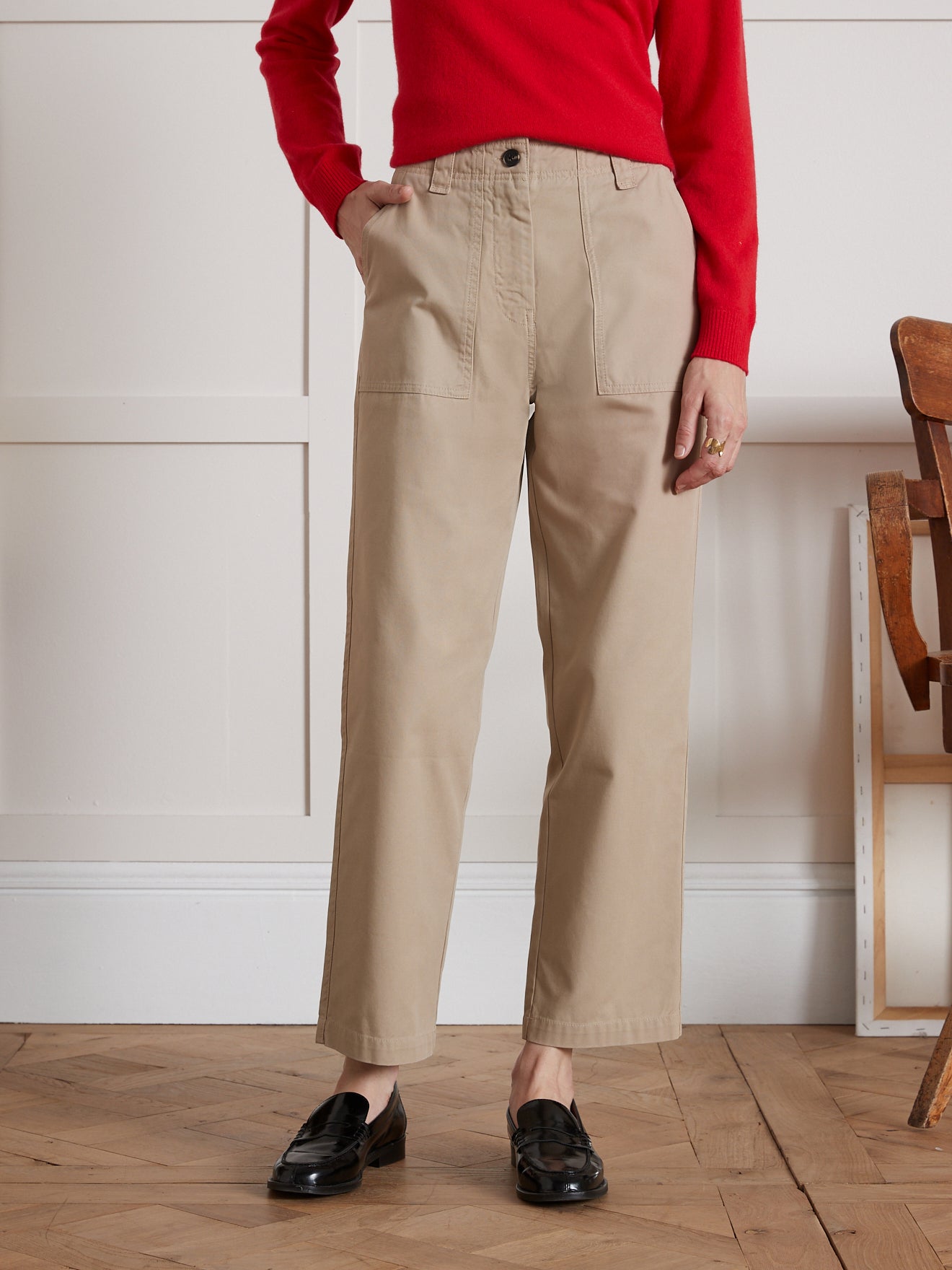 Pantalon cargo gabardine femme Léonie