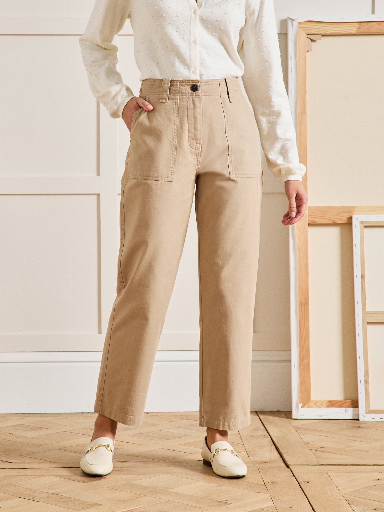 Pantalon cargo gabardine femme Léonie