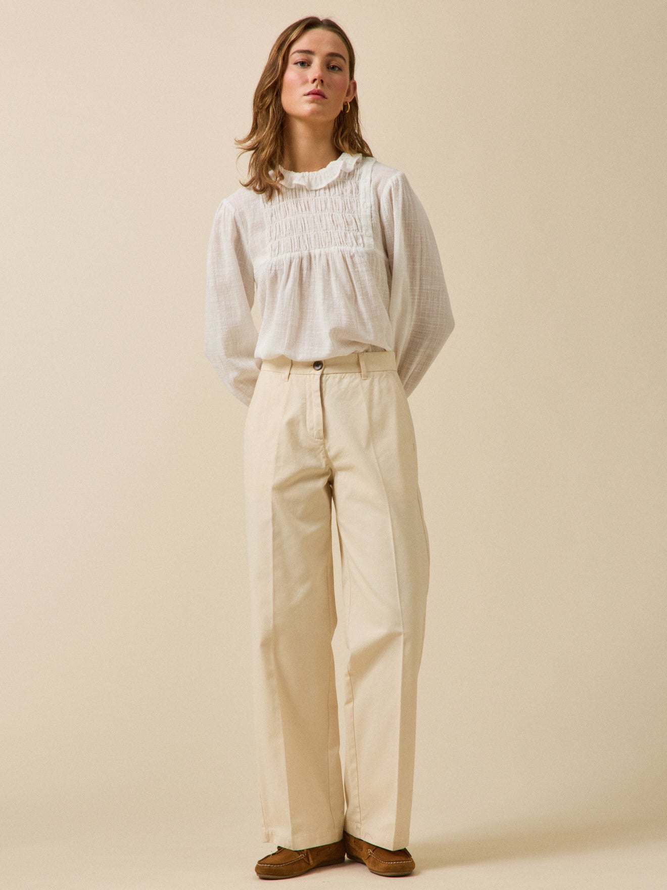 Pantalon large gabardine femme Clara