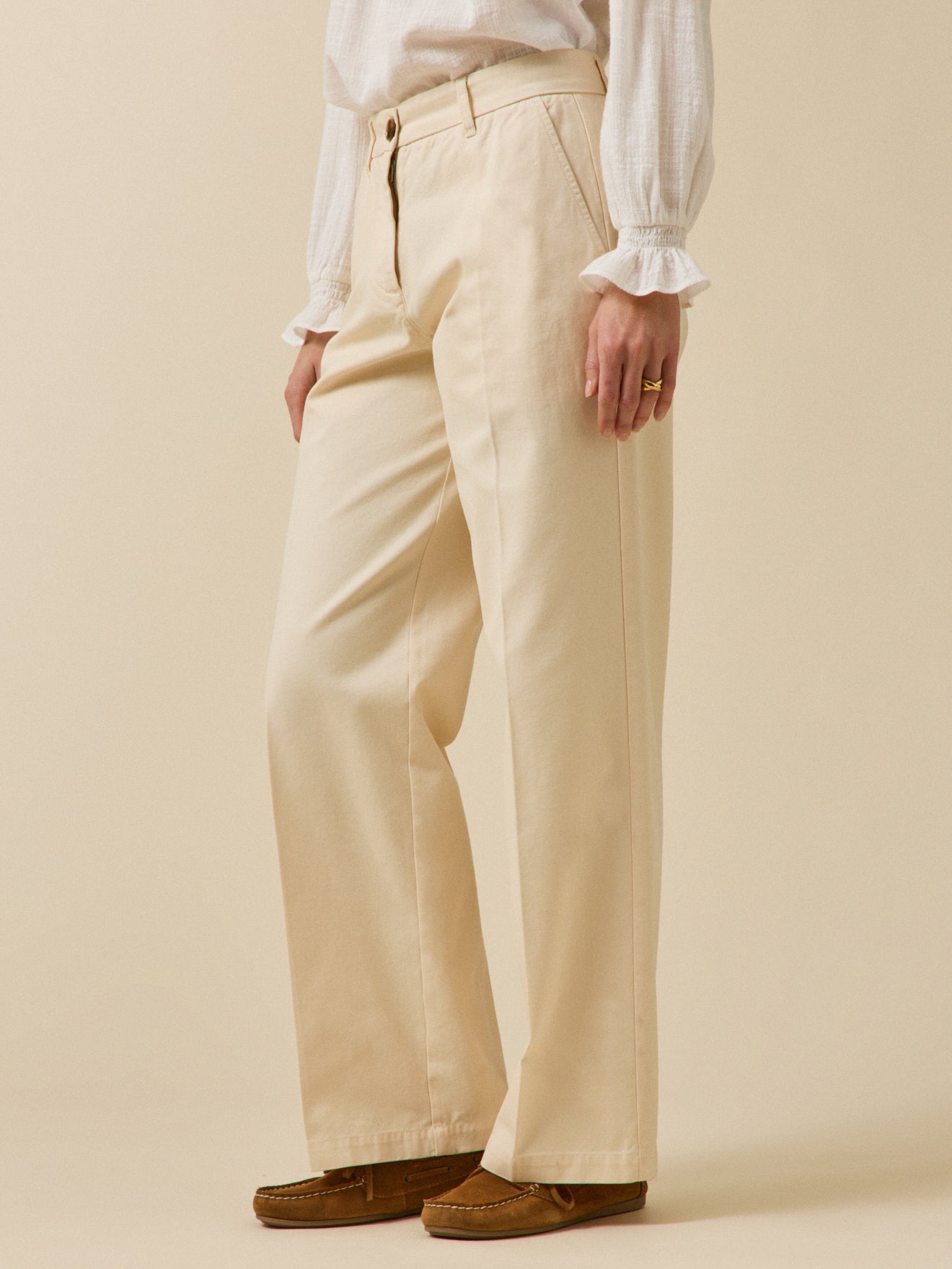 Pantalon large gabardine femme Clara