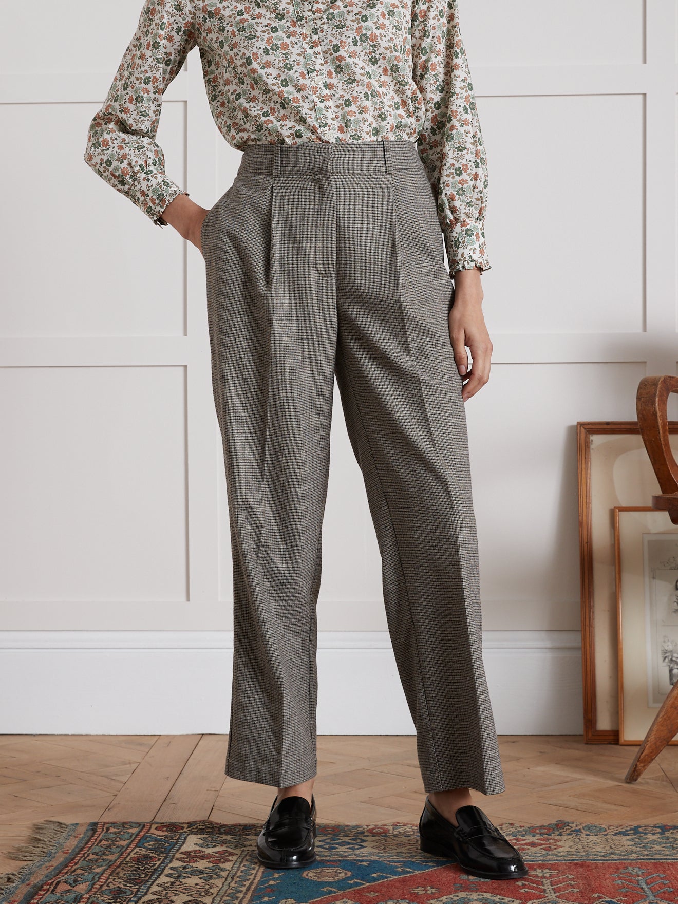 Pantalon carotte pied-de-puce femme Pauline