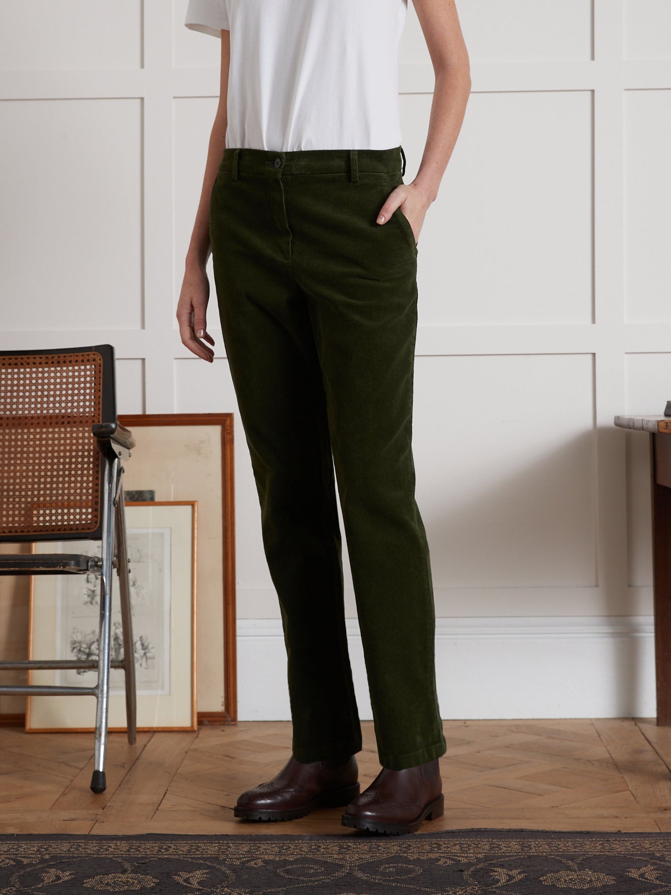 Pantalon chino velours femme