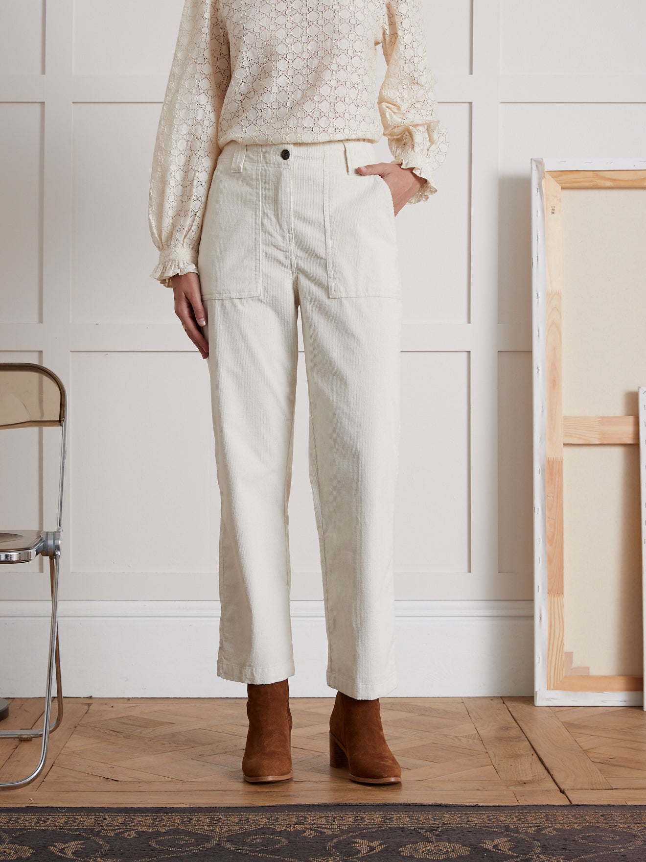 Pantalon cargo velours femme Léonie