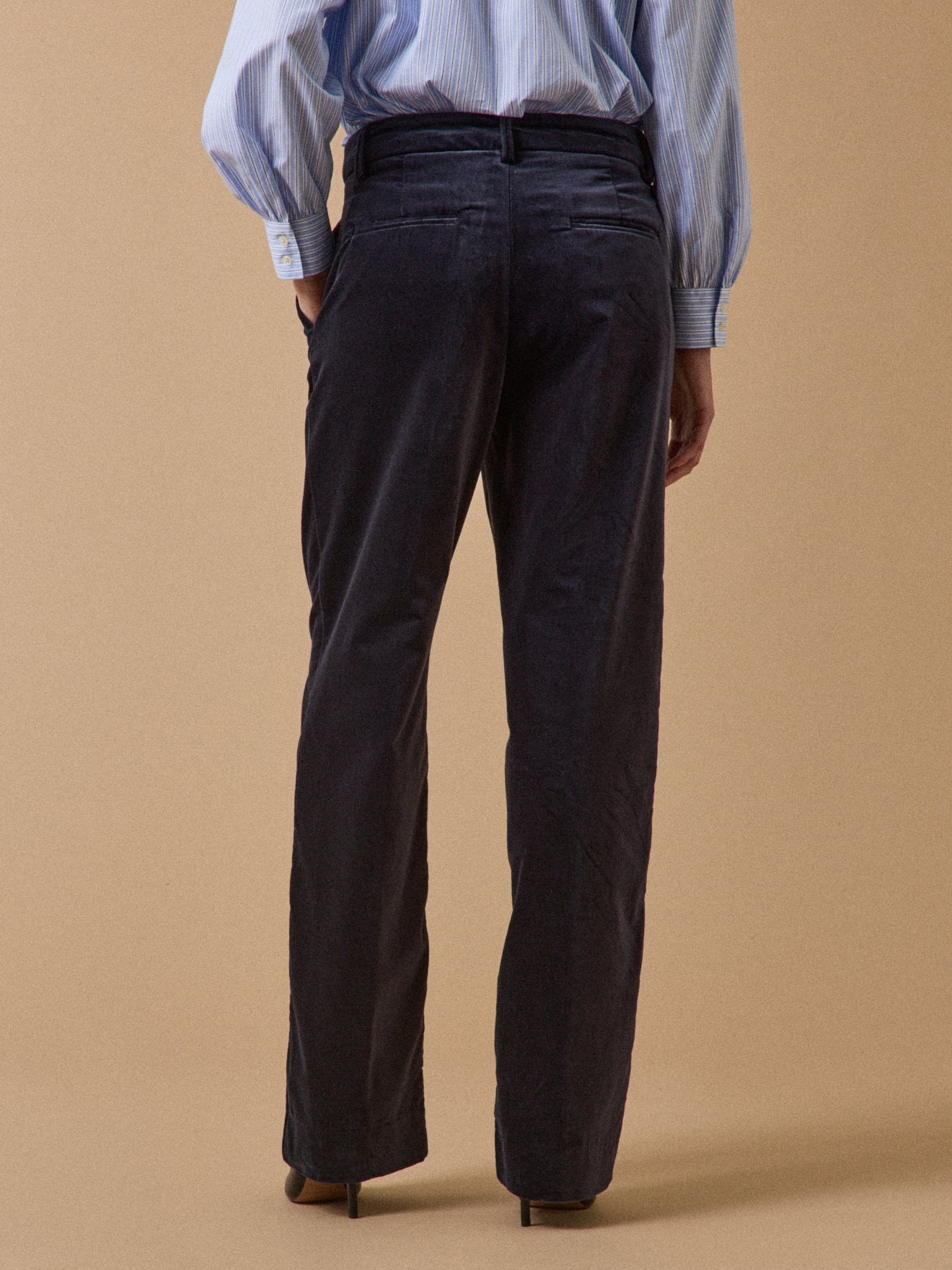 Pantalon cigarette velours lisse femme Léa