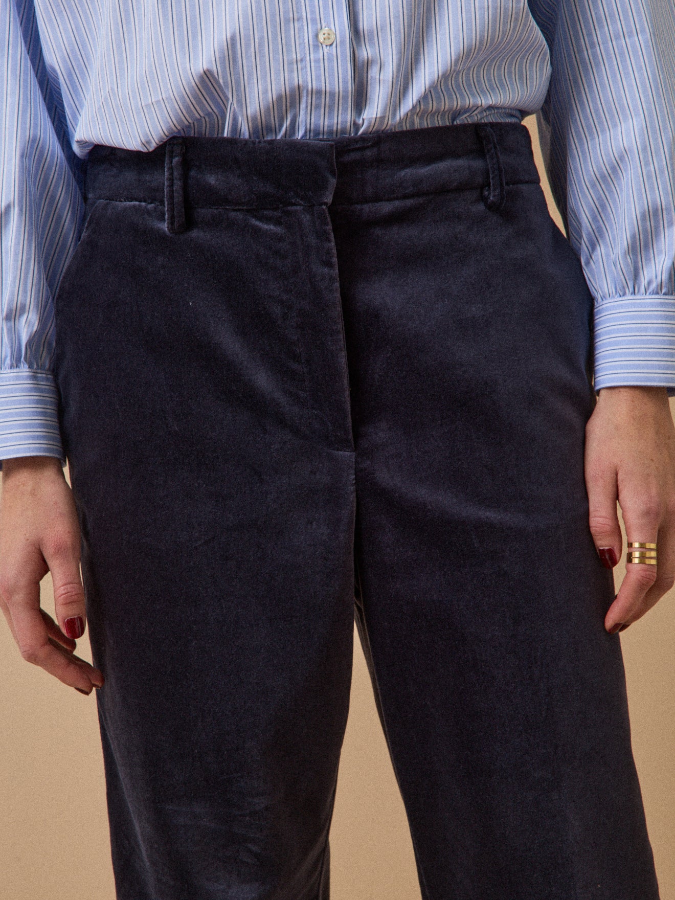 Pantalon cigarette velours lisse femme Léa