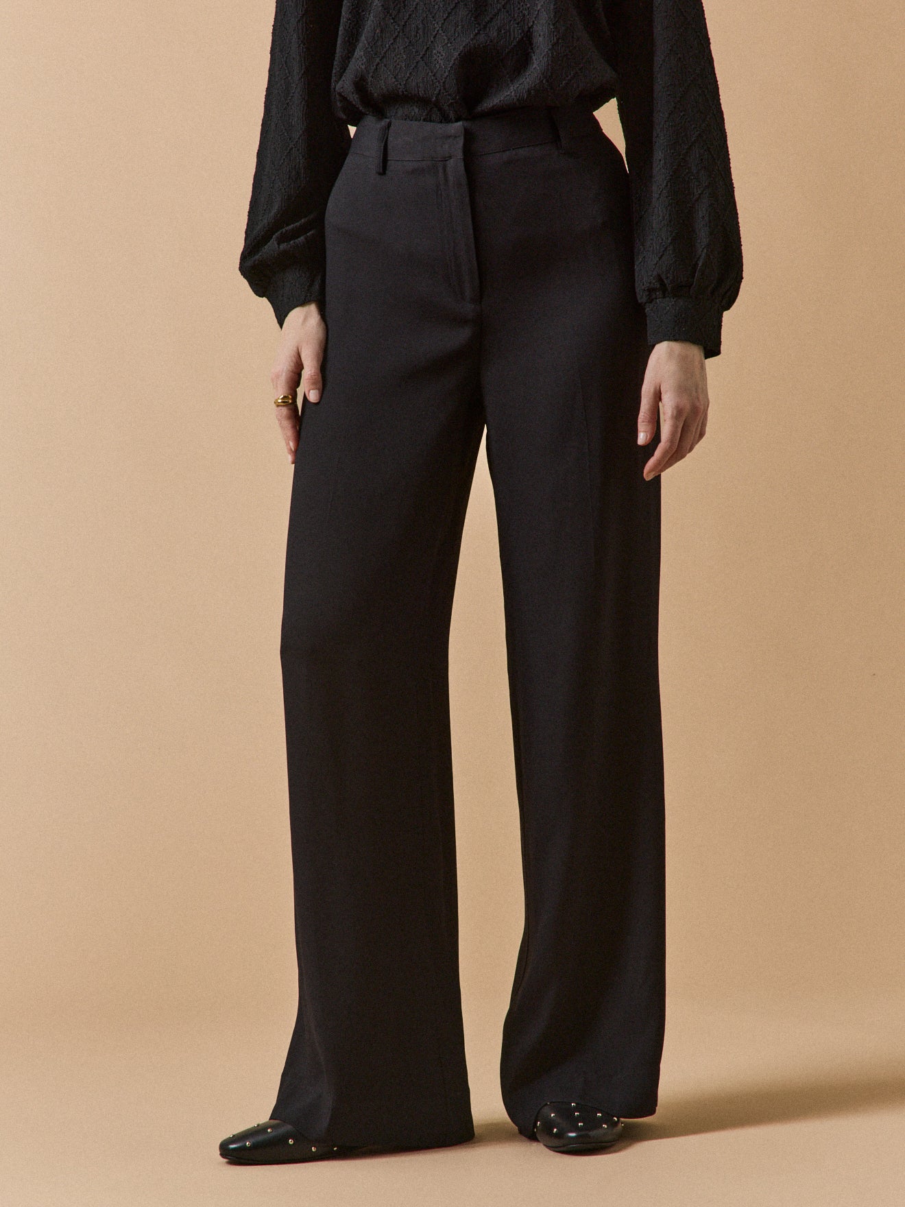 Pantalon large en crêpe femme Ava