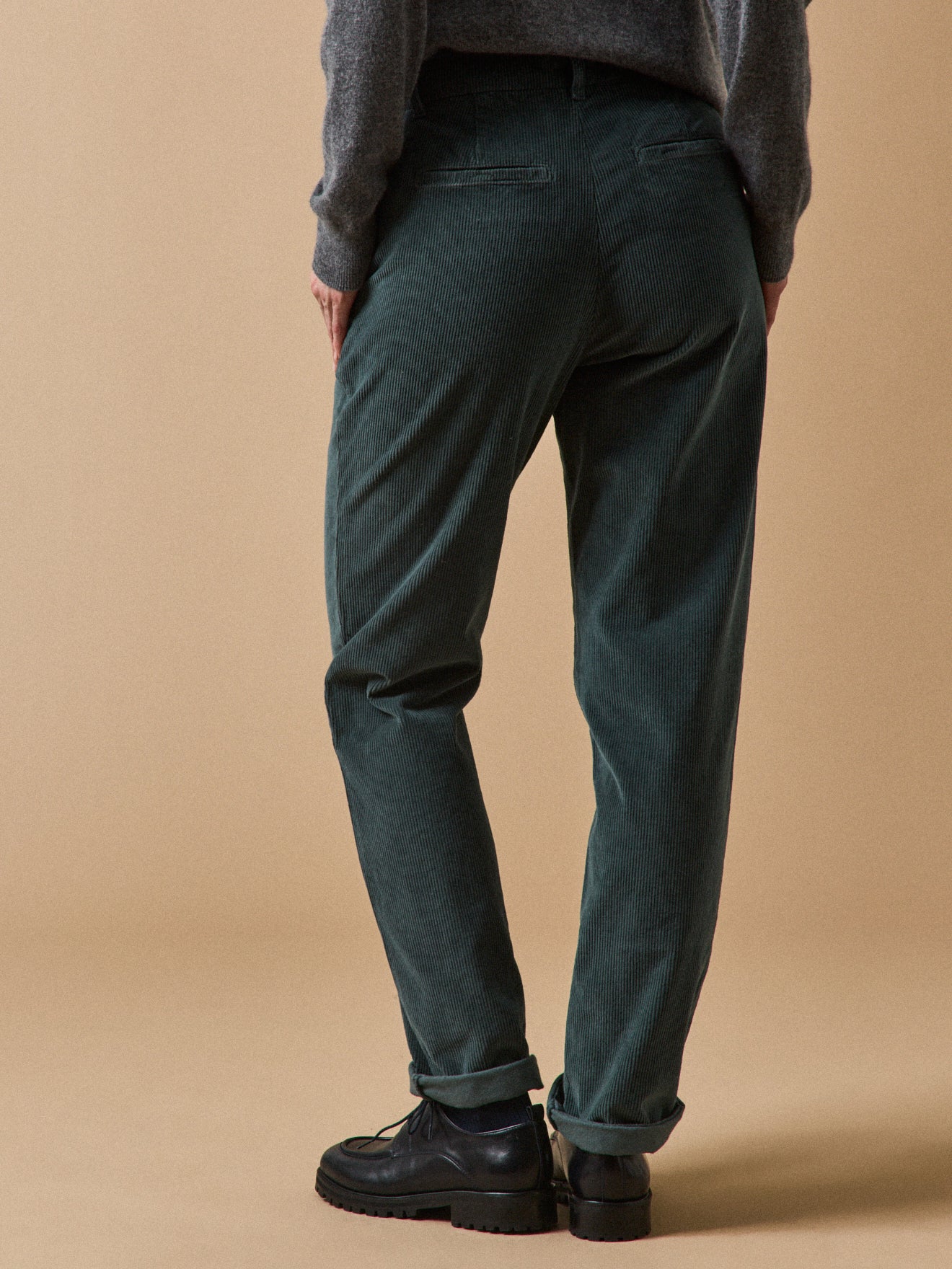 Pantalon chino velours femme Marine