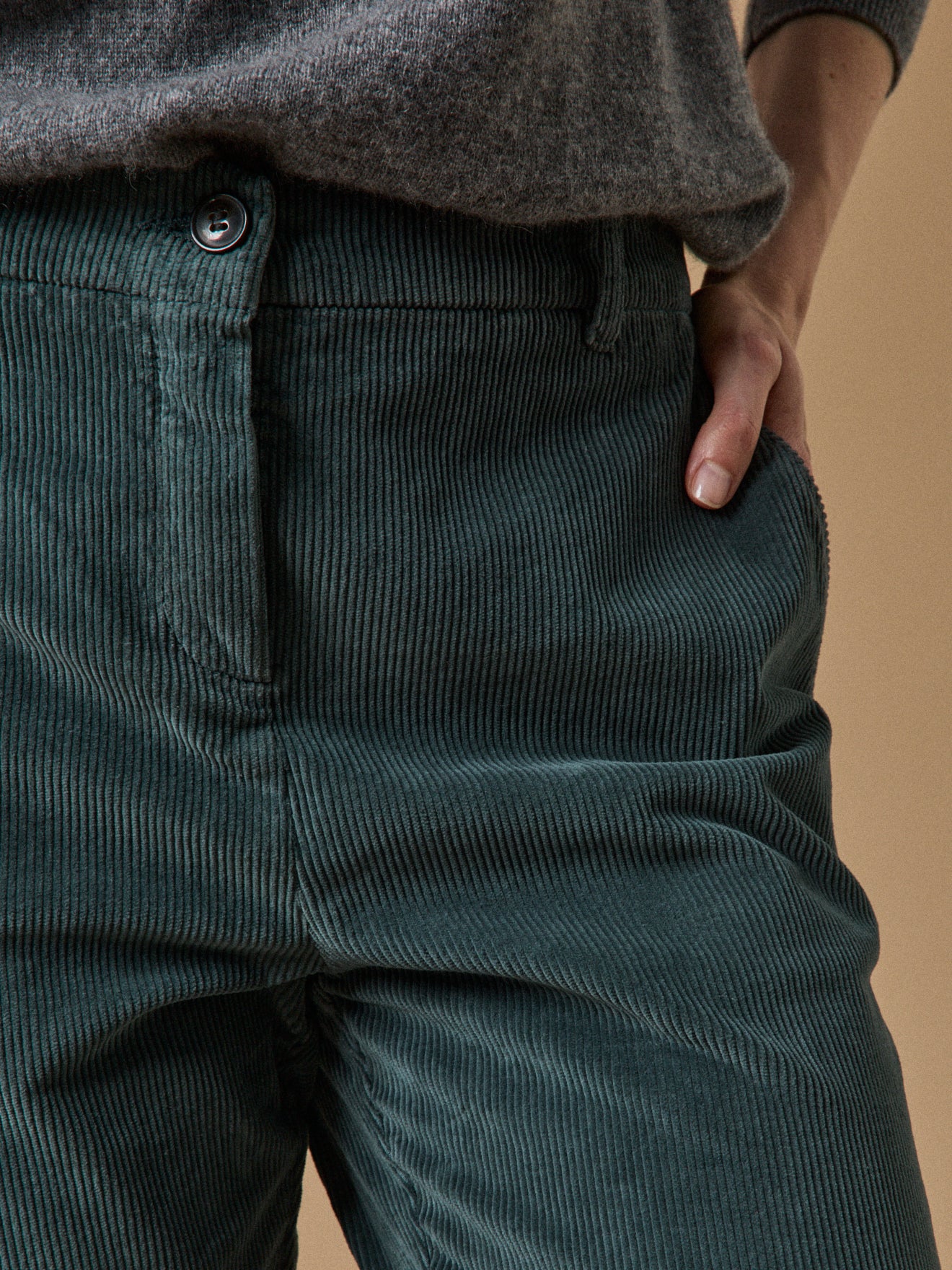 Pantalon chino velours femme Marine