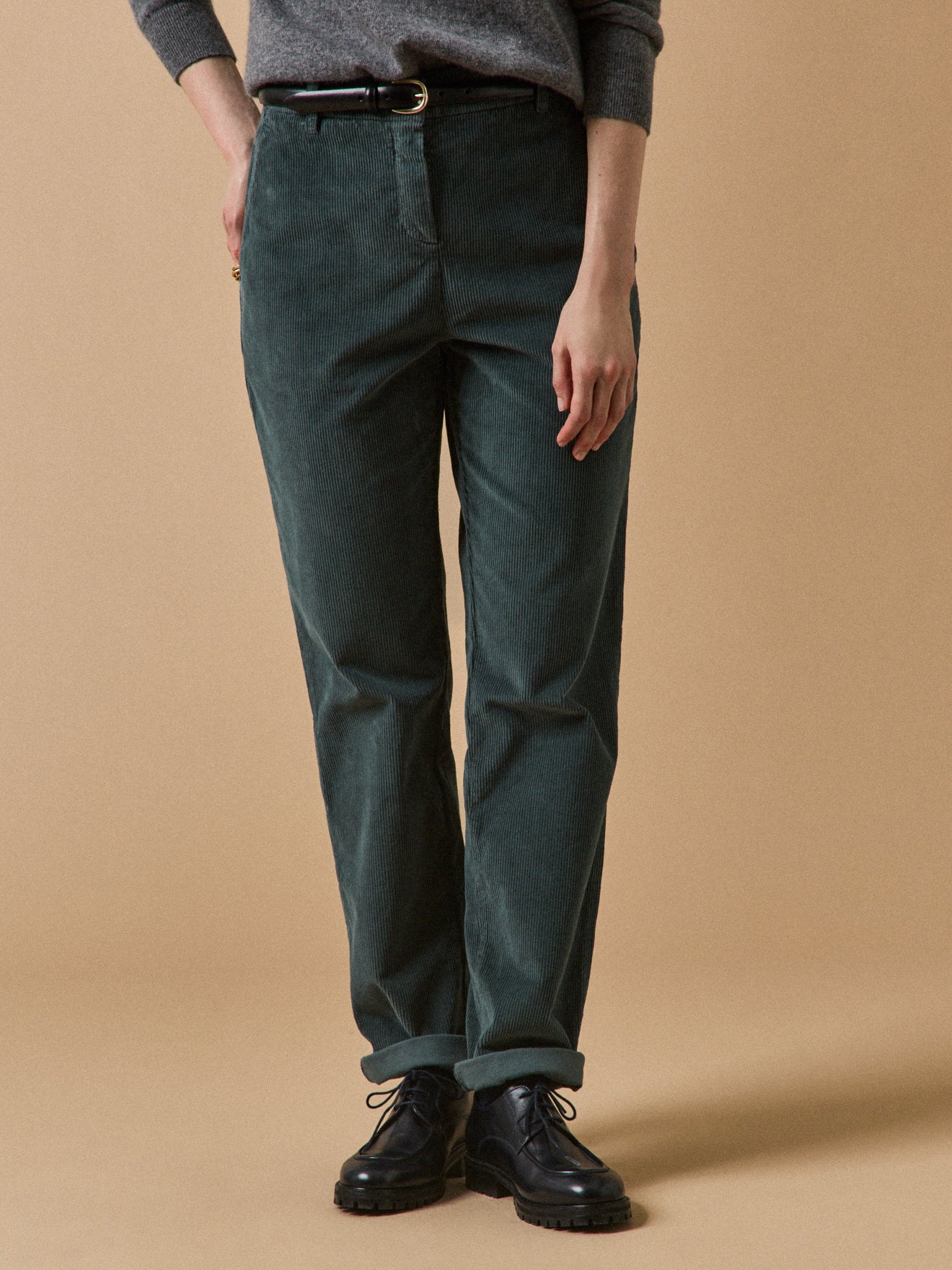 Pantalon chino velours femme Marine