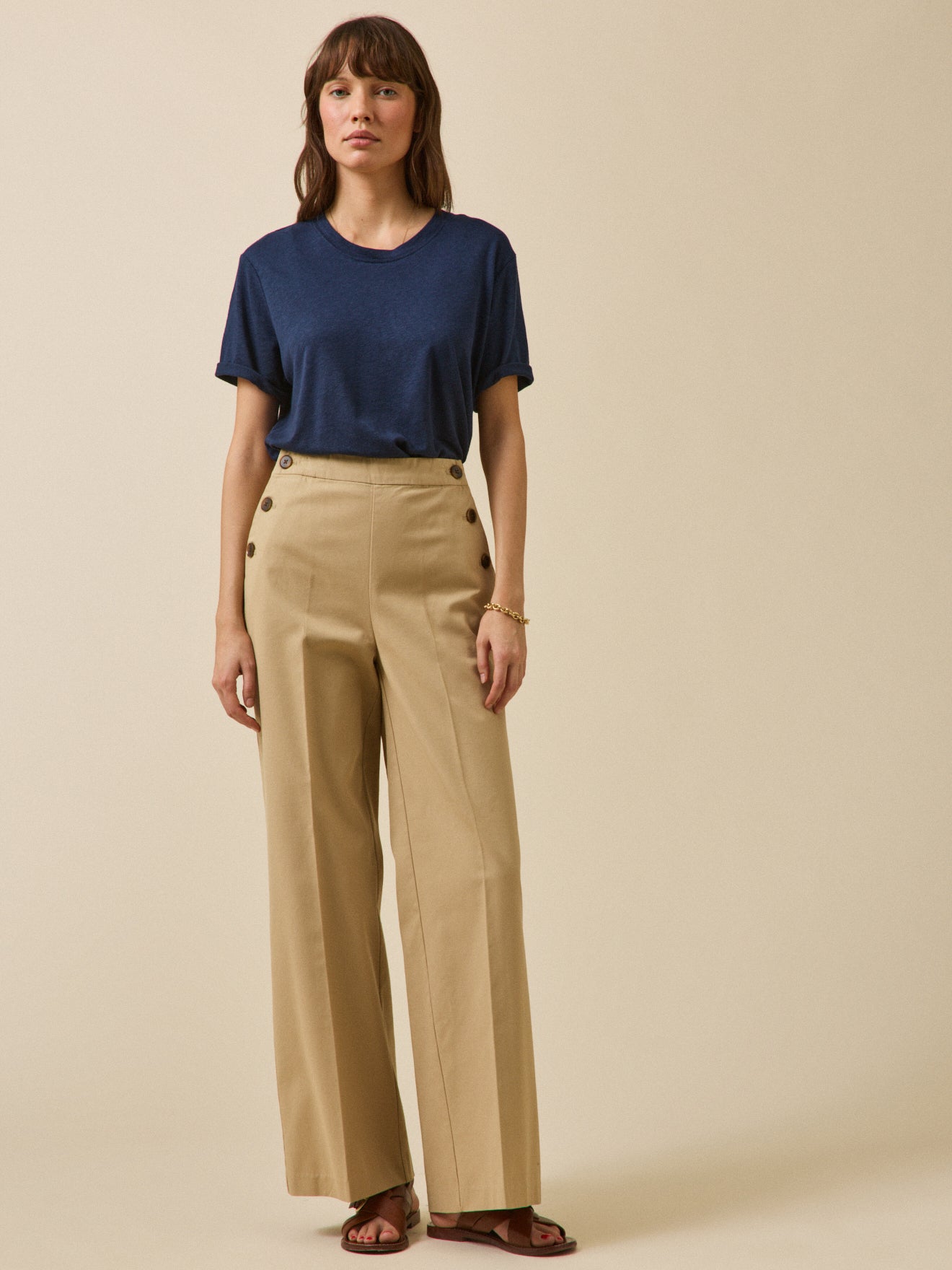 Pantalon large à pont femme Maé