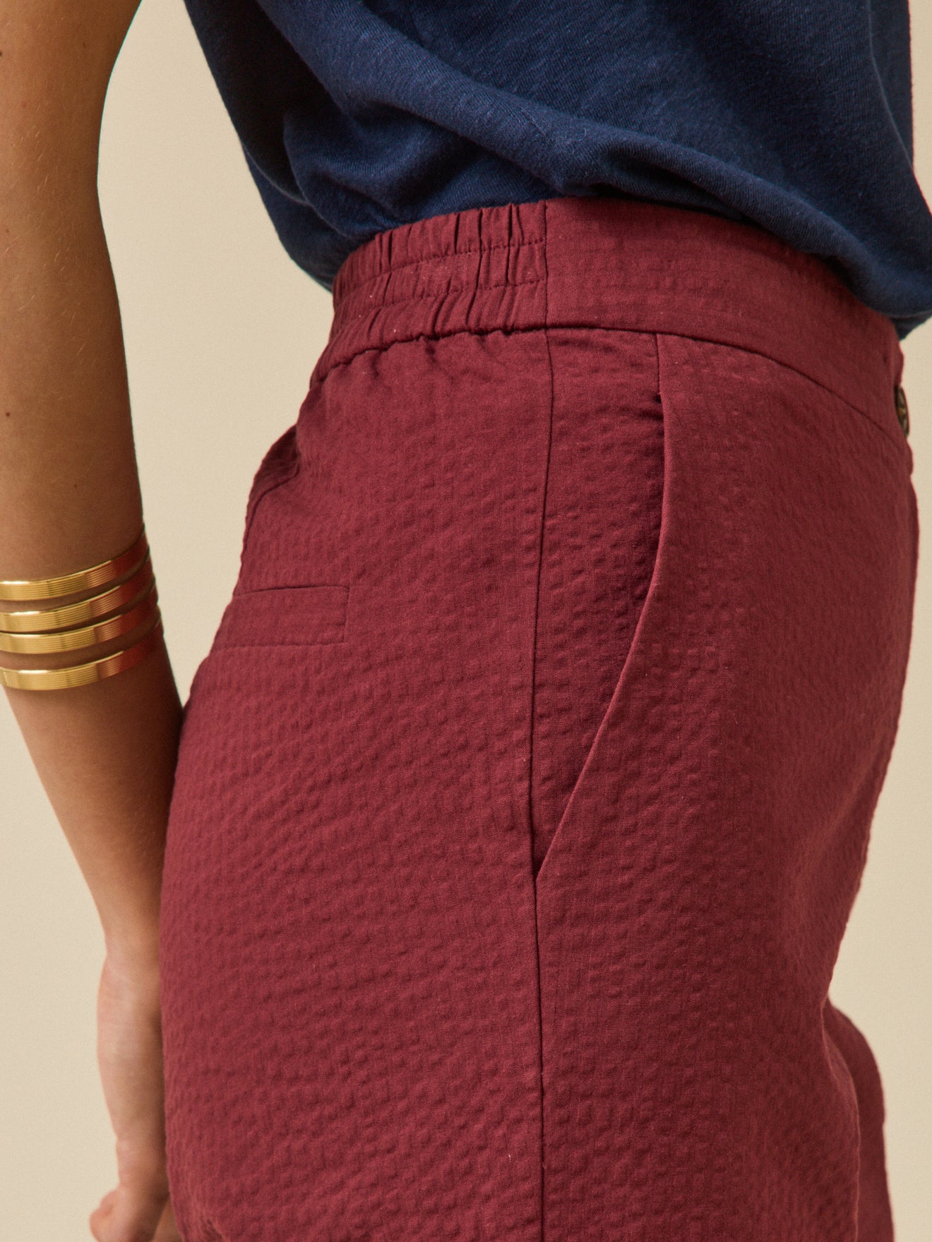 Pantalon cigarette seersucker femme Julie