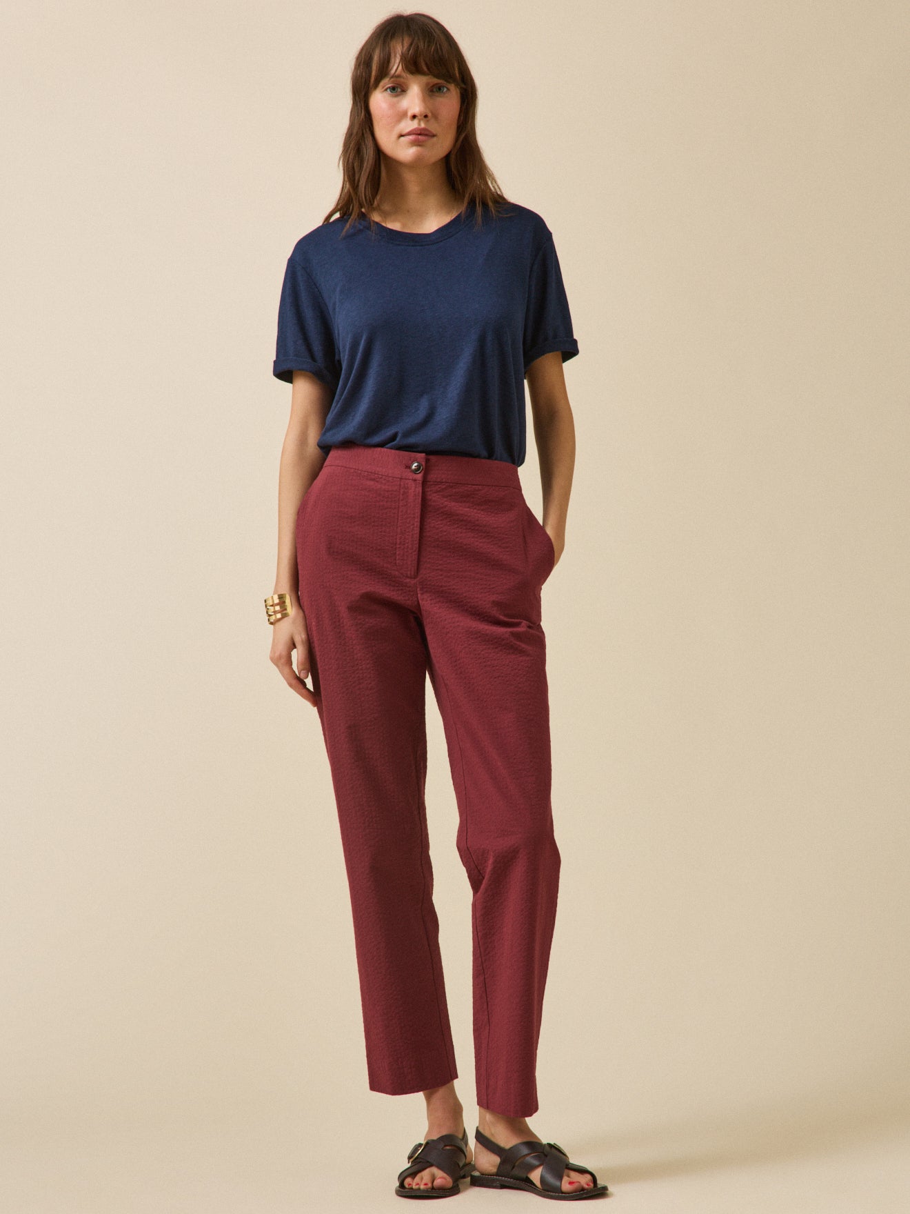 Pantalon cigarette seersucker femme Julie
