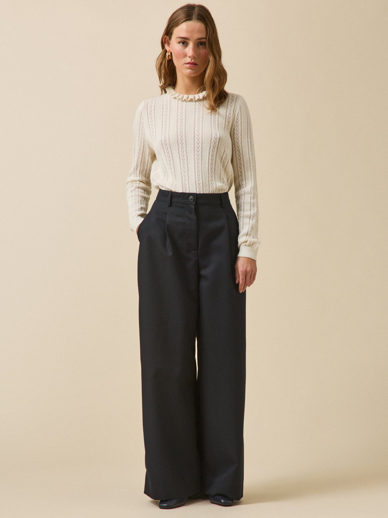 Pantalon large laine froide femme Agnès