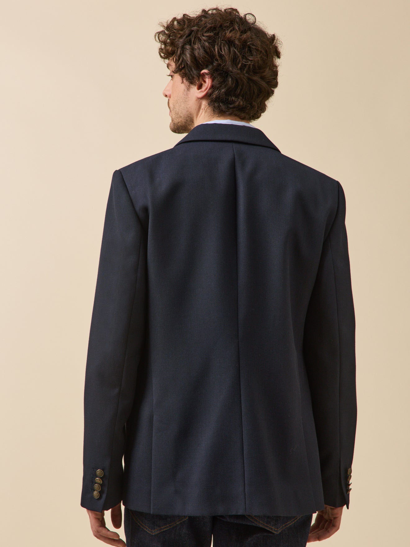 Veste blazer en twill homme boutons dorés