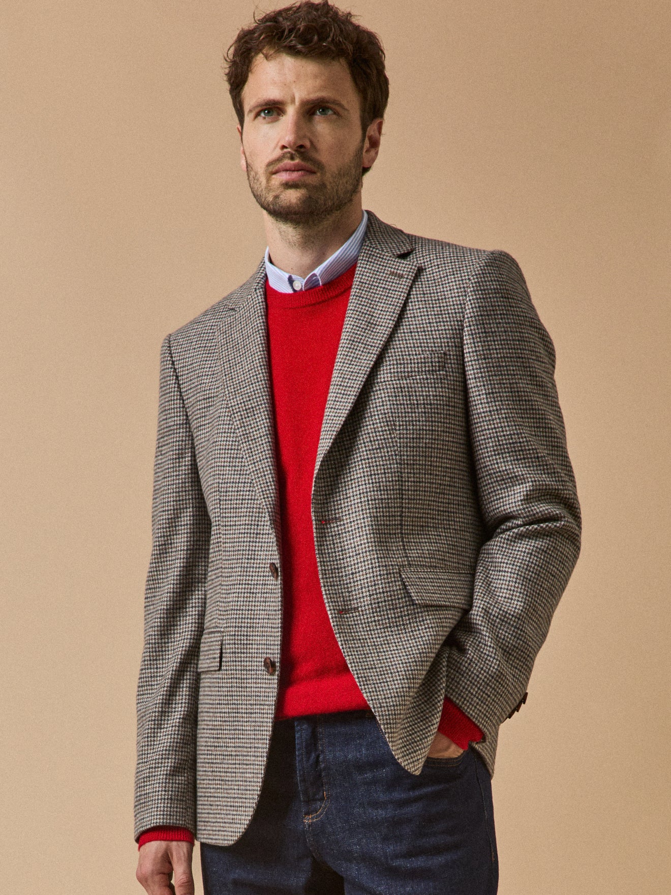 Blazer lainage pied de poule homme