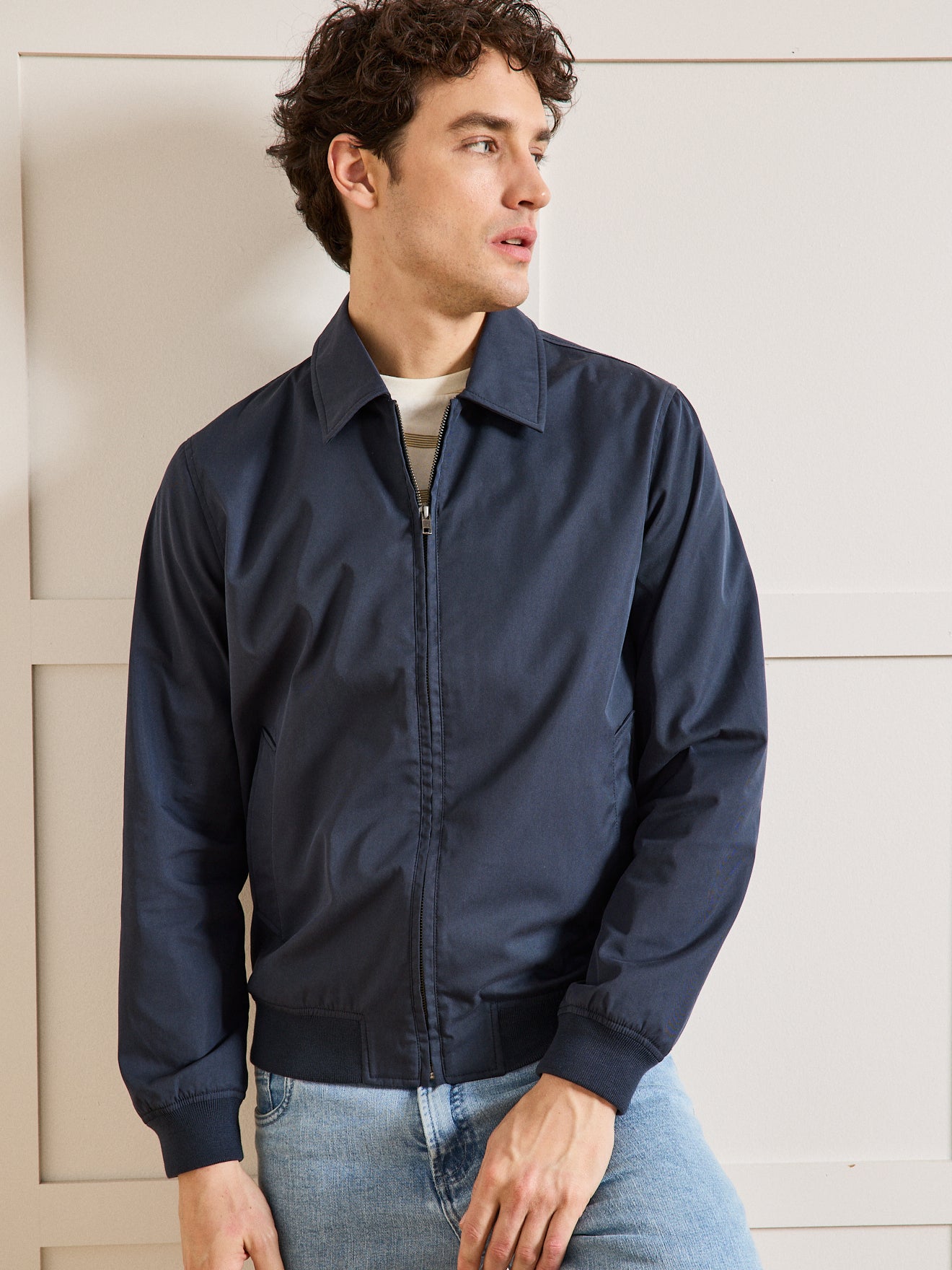 Blouson uni zippé homme