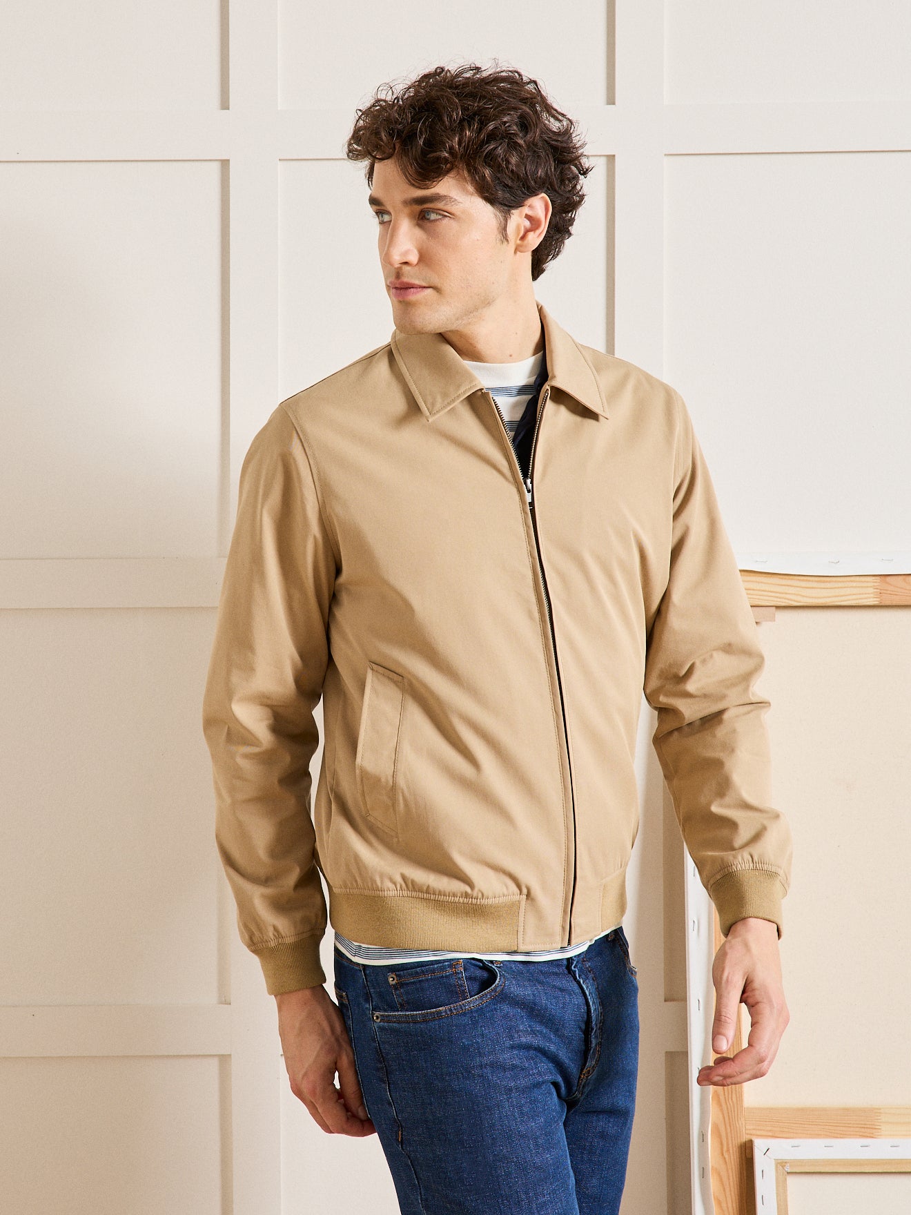 Blouson uni zippé homme