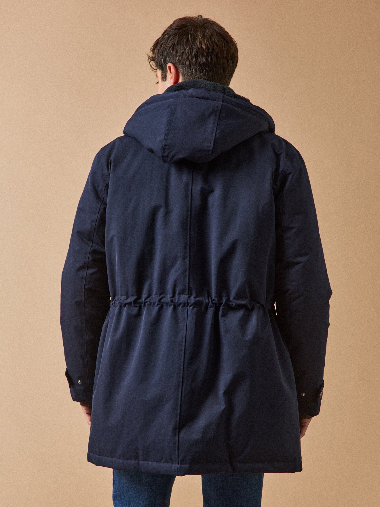 Parka longue capuche fourrée homme