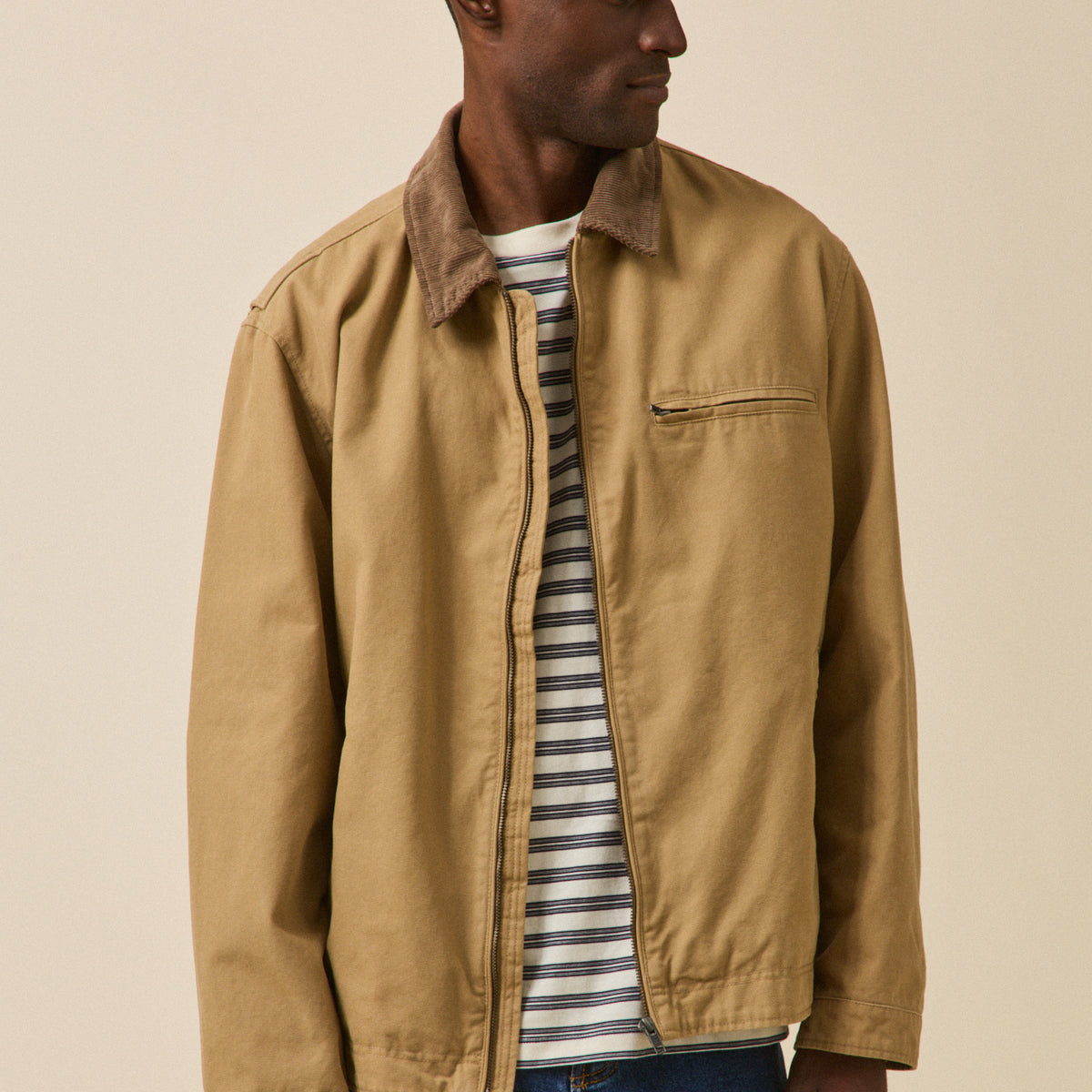 Veste élégante En Laine Avec Col En Velours CYRILLUS - Taille 38, Beige, Occasion Très Bon état
