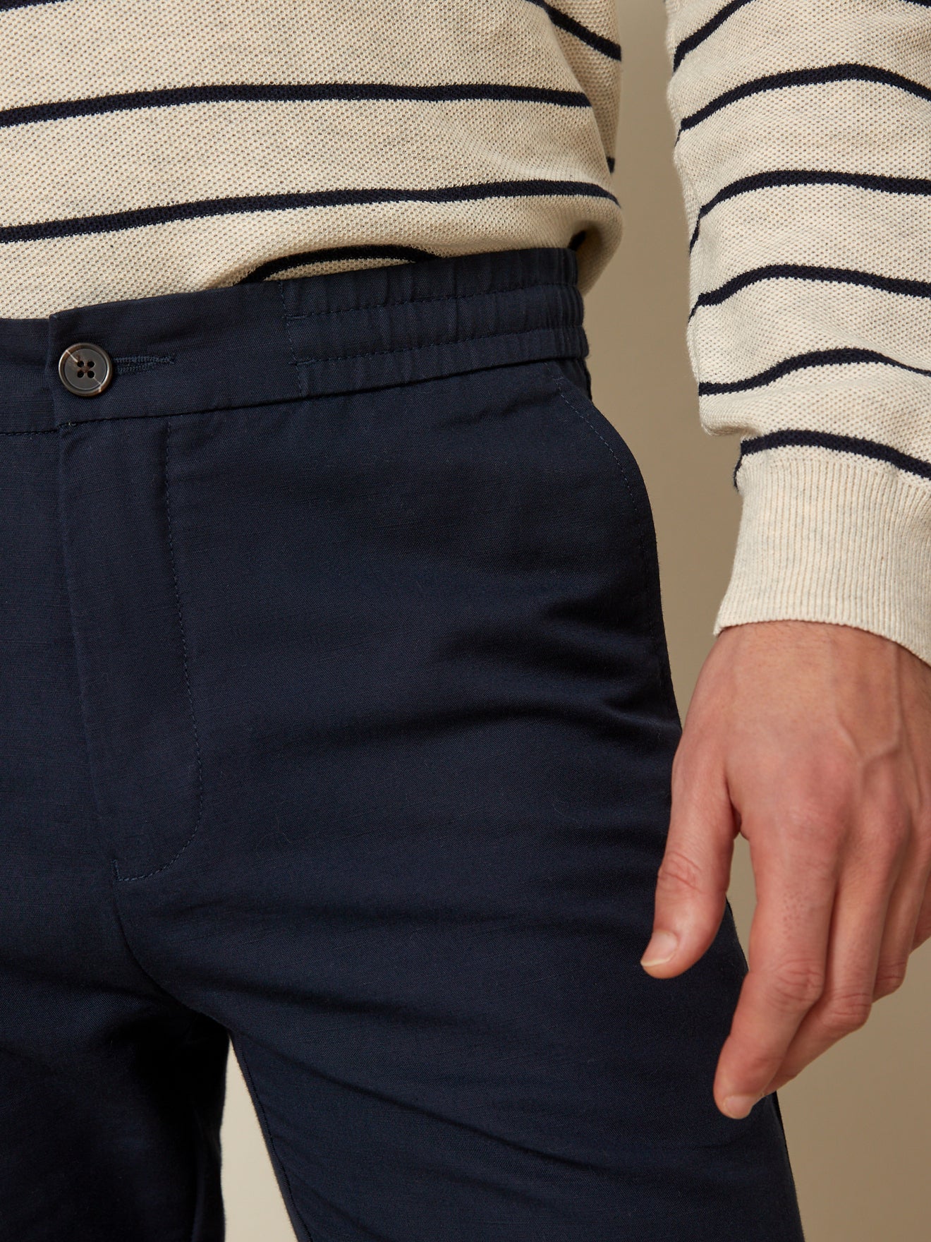 Pantalon taille élastiquée homme lin et coton