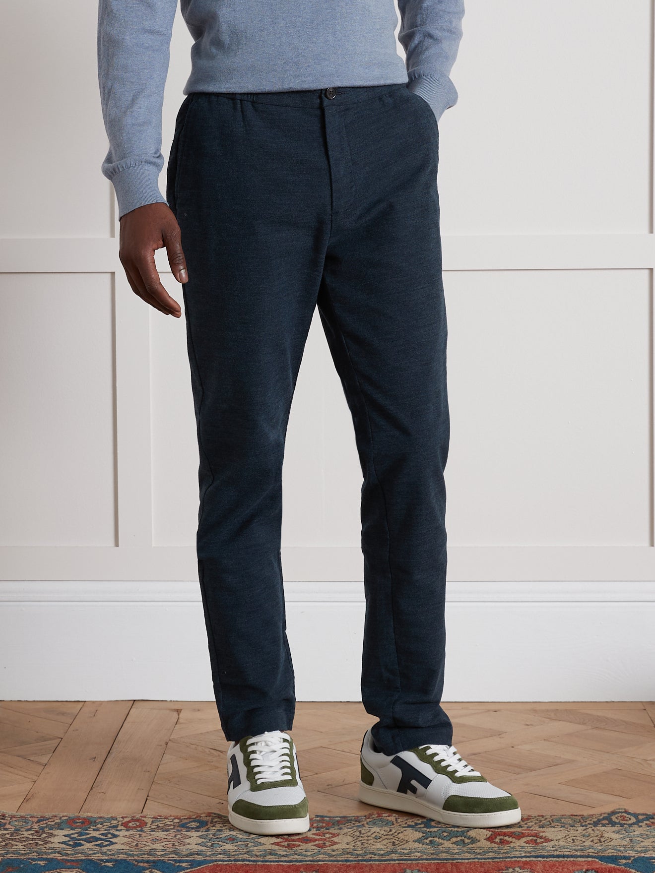 Pantalon twill effet denim taille élastiquée homme