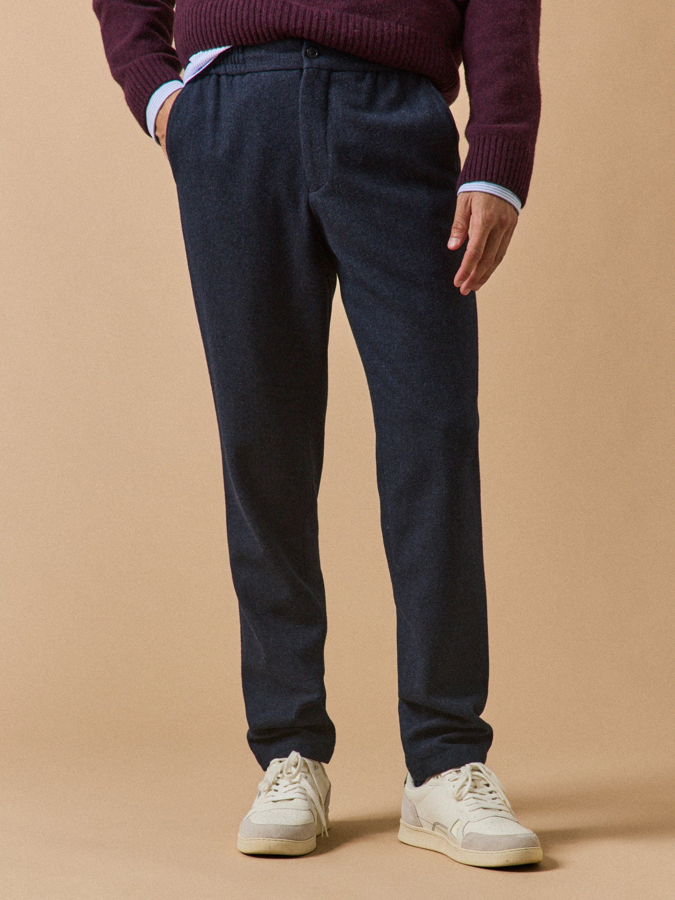 Pantalon taille élastiquée lainage homme