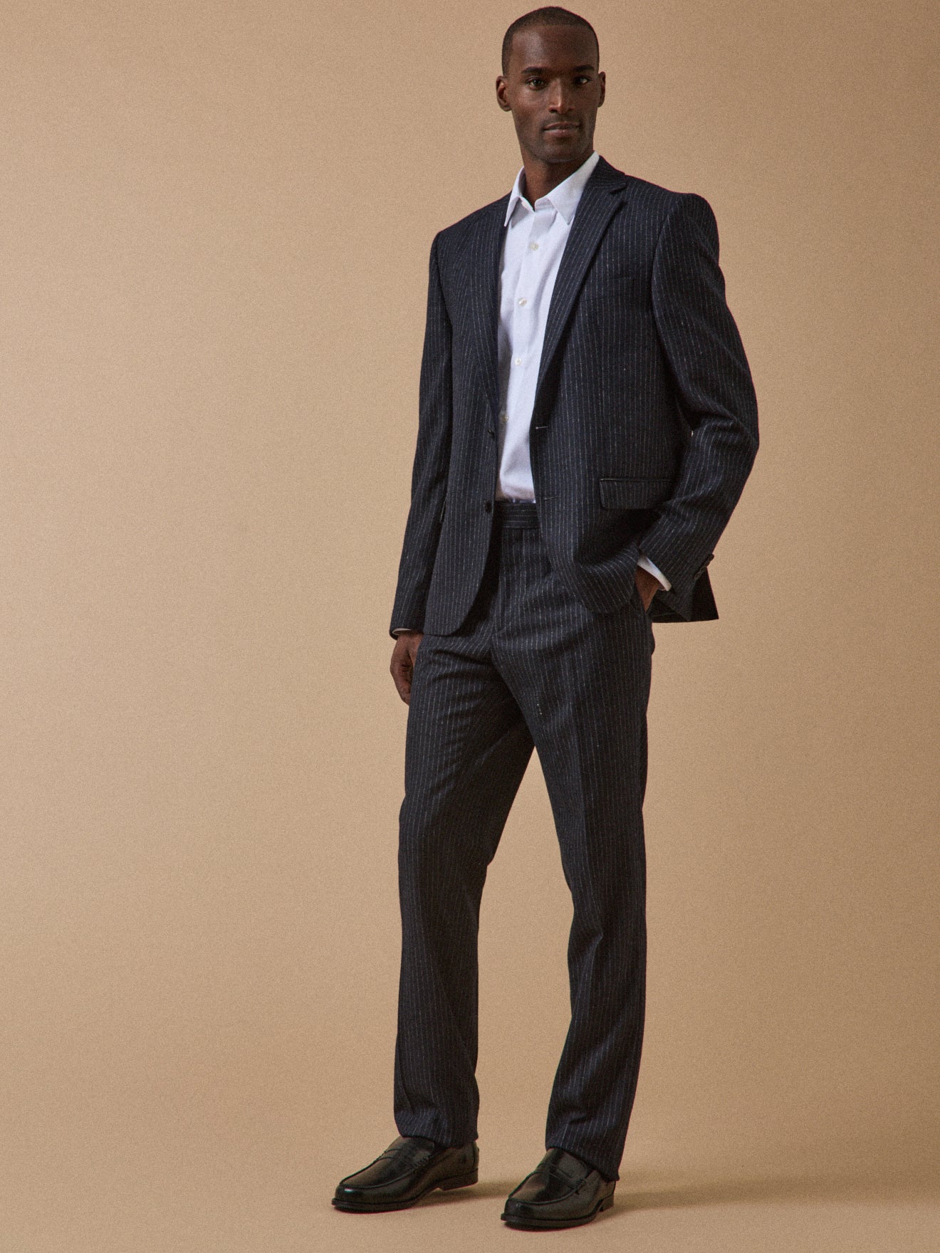 Pantalon de costume lainage rayé homme