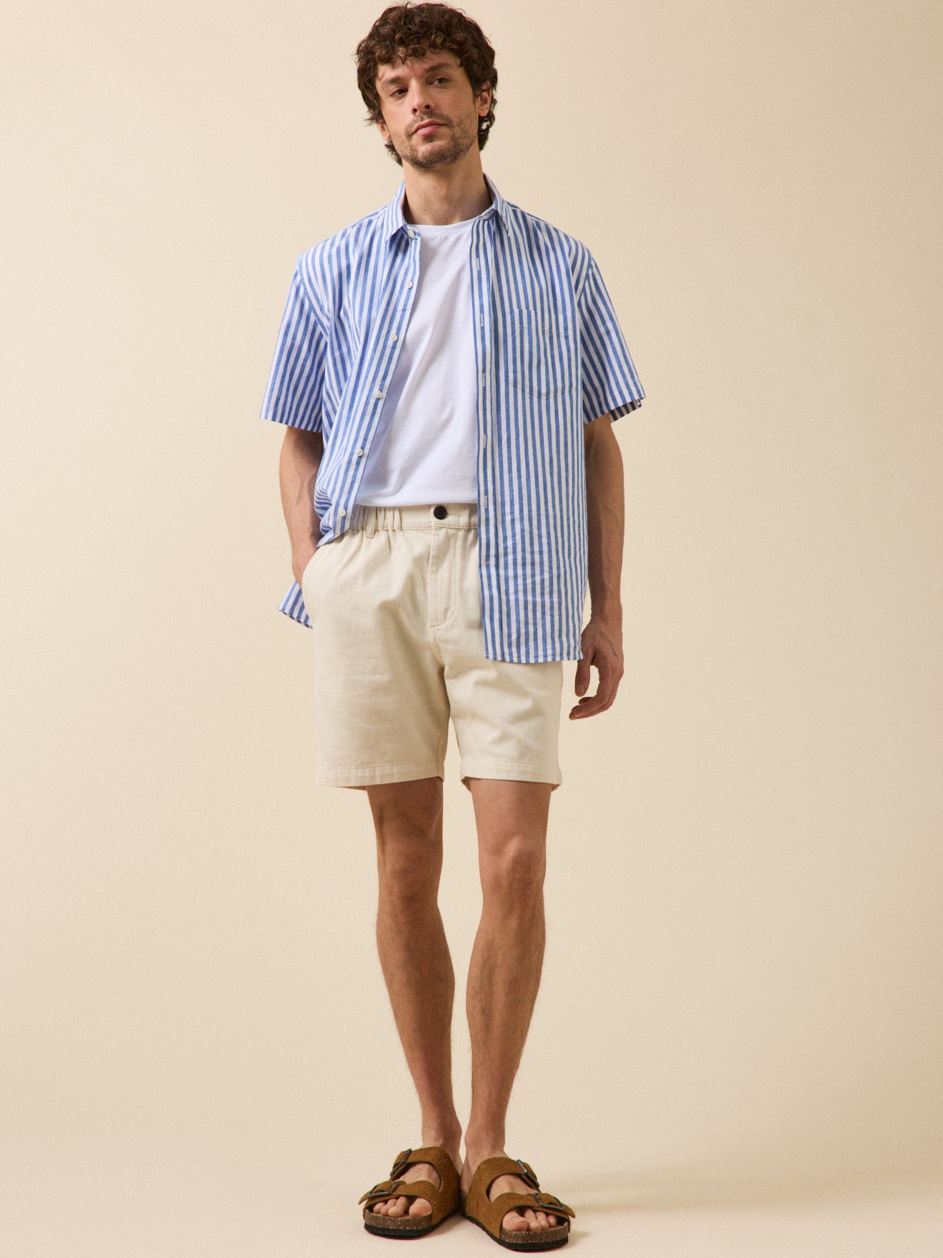 Bermuda sergé homme taille élastiquée