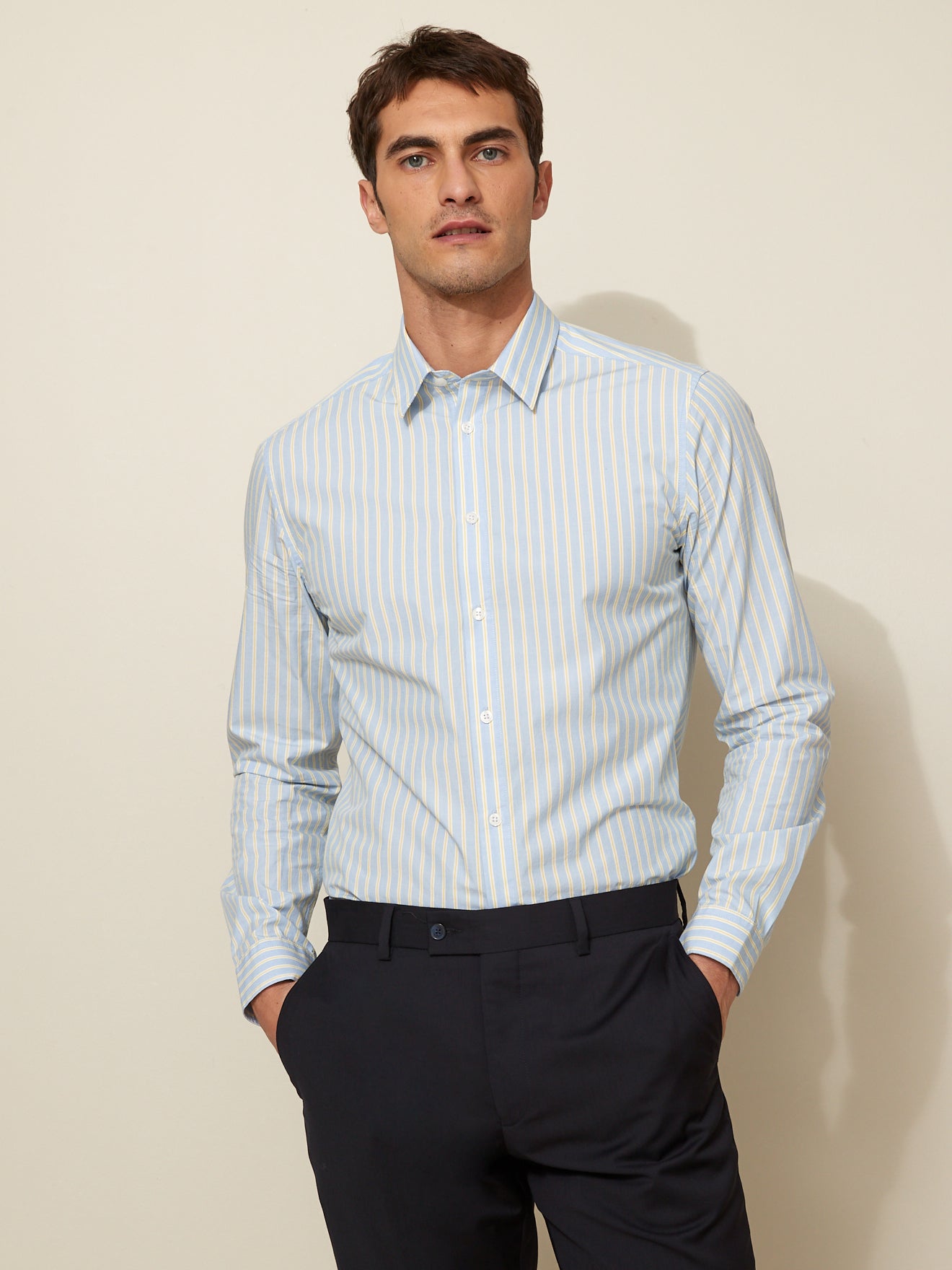 Chemise rayures tricolores slim fit homme