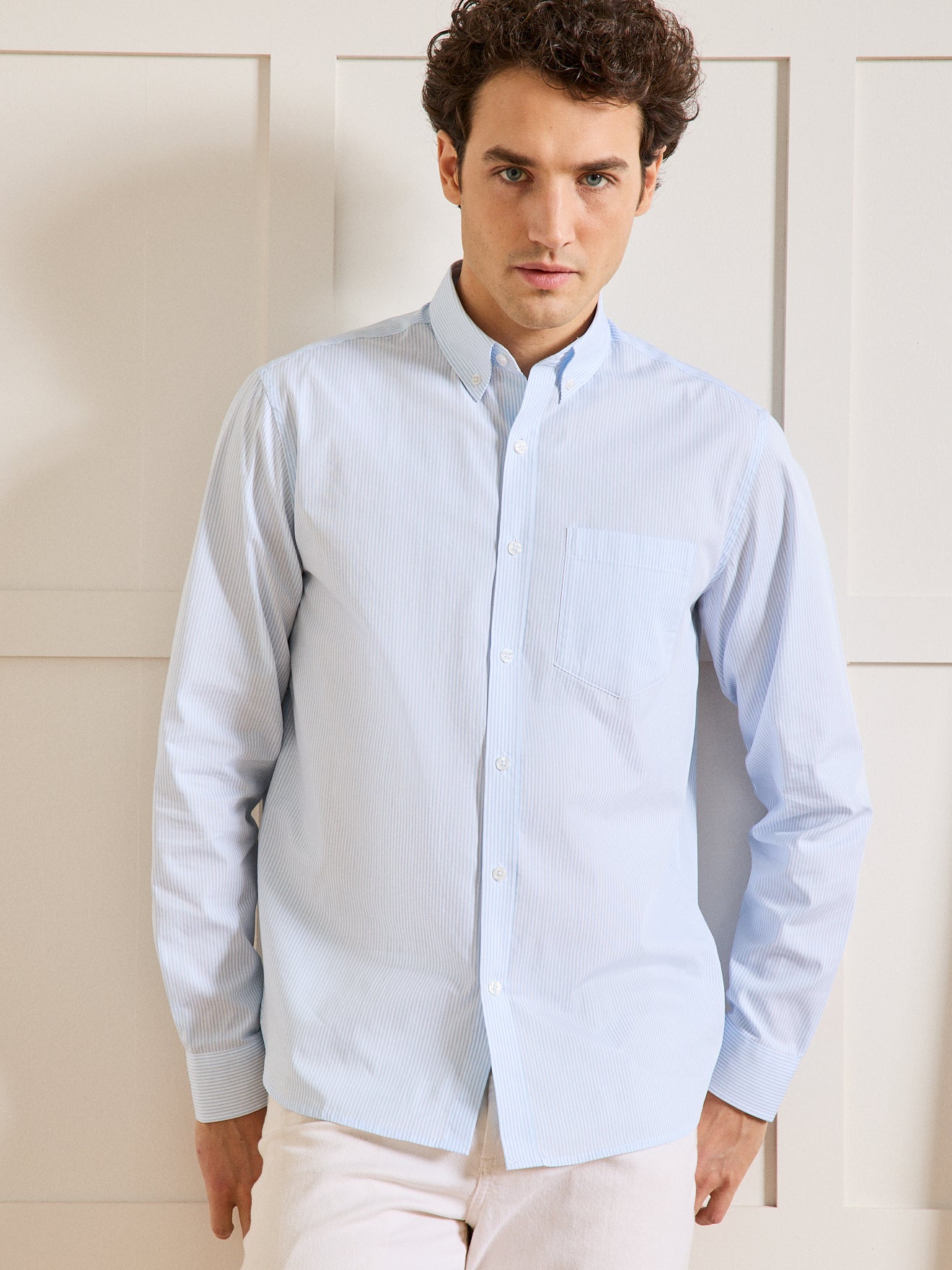 Chemise popeline rayée Regular Fit homme