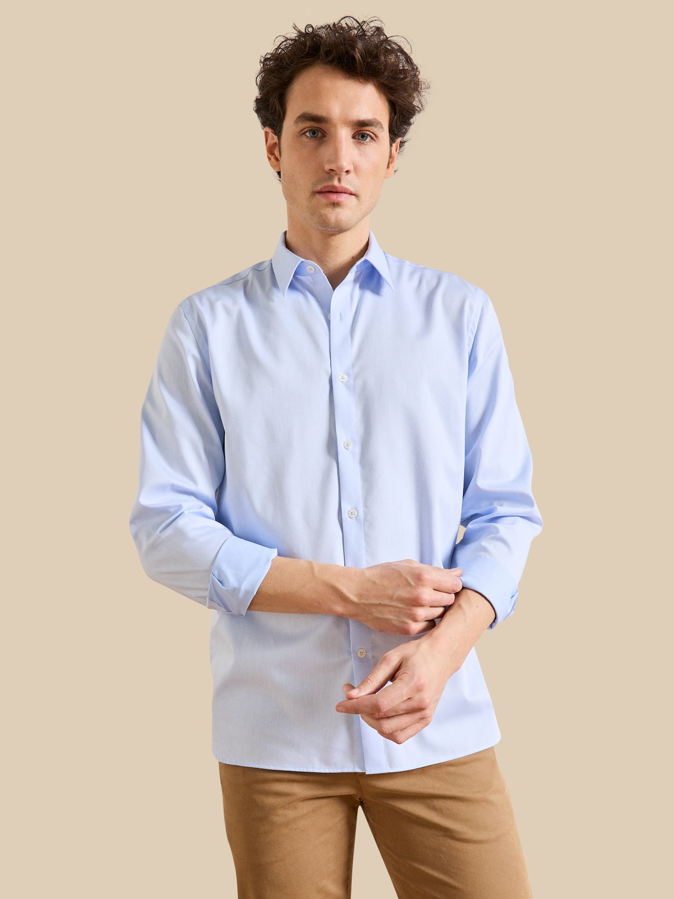 Chemise unie coton twill Regular Fit homme non iron