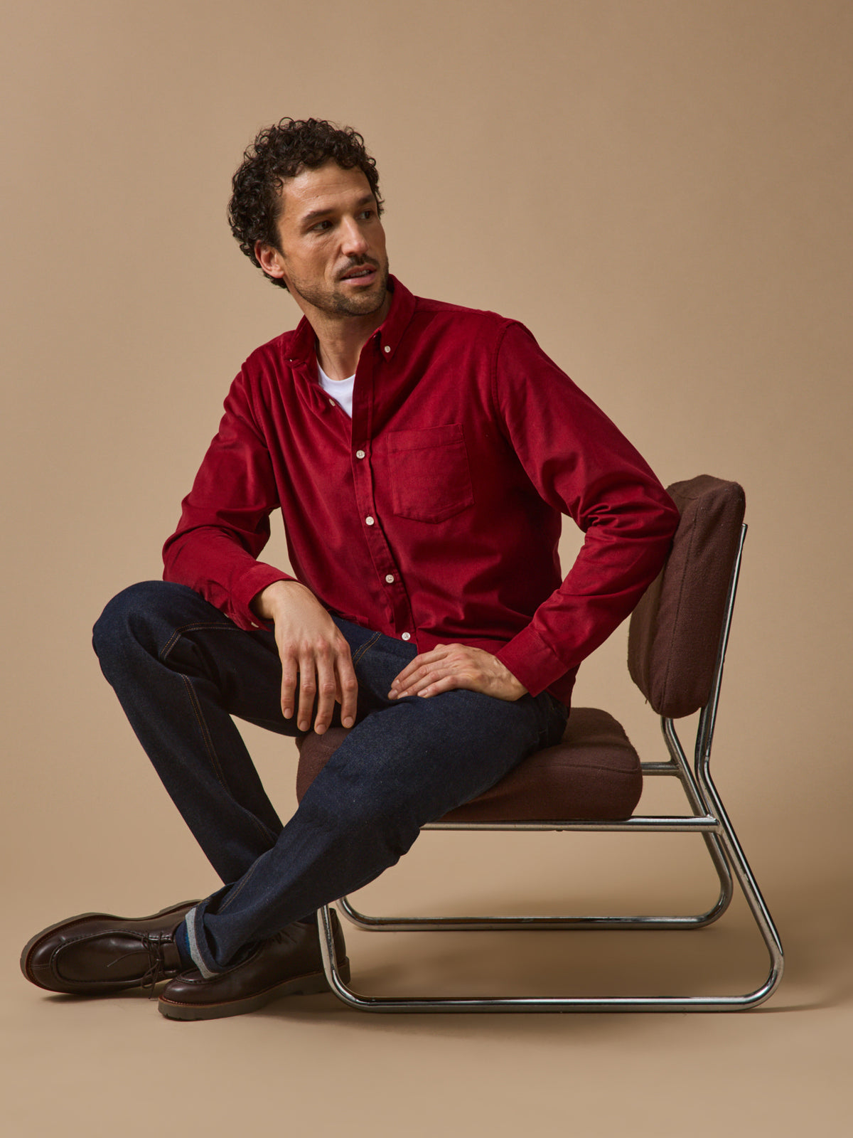 Chemise velours homme coupe contemporaine