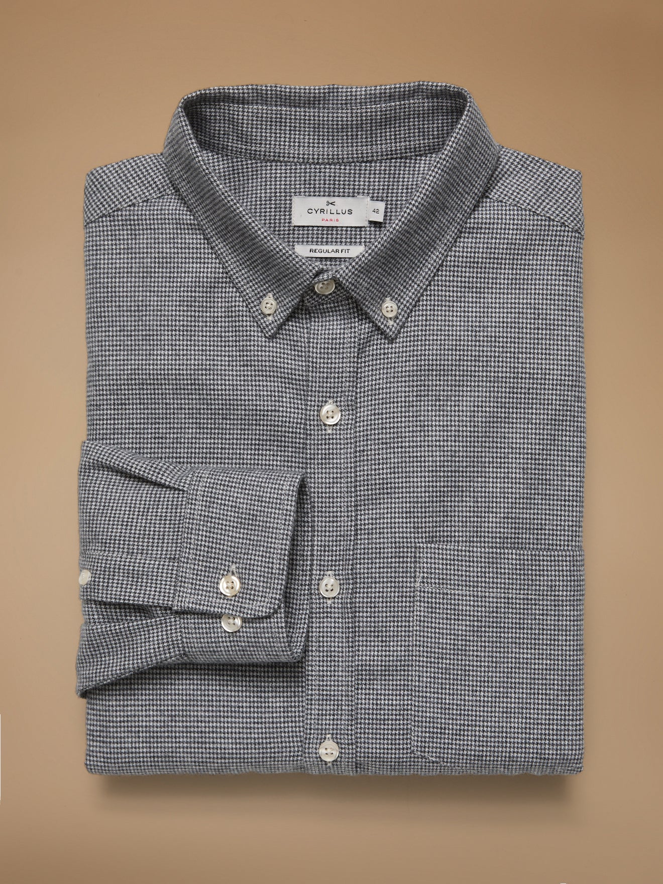 Chemise flanelle pied-de-puce homme coupe contemporaine