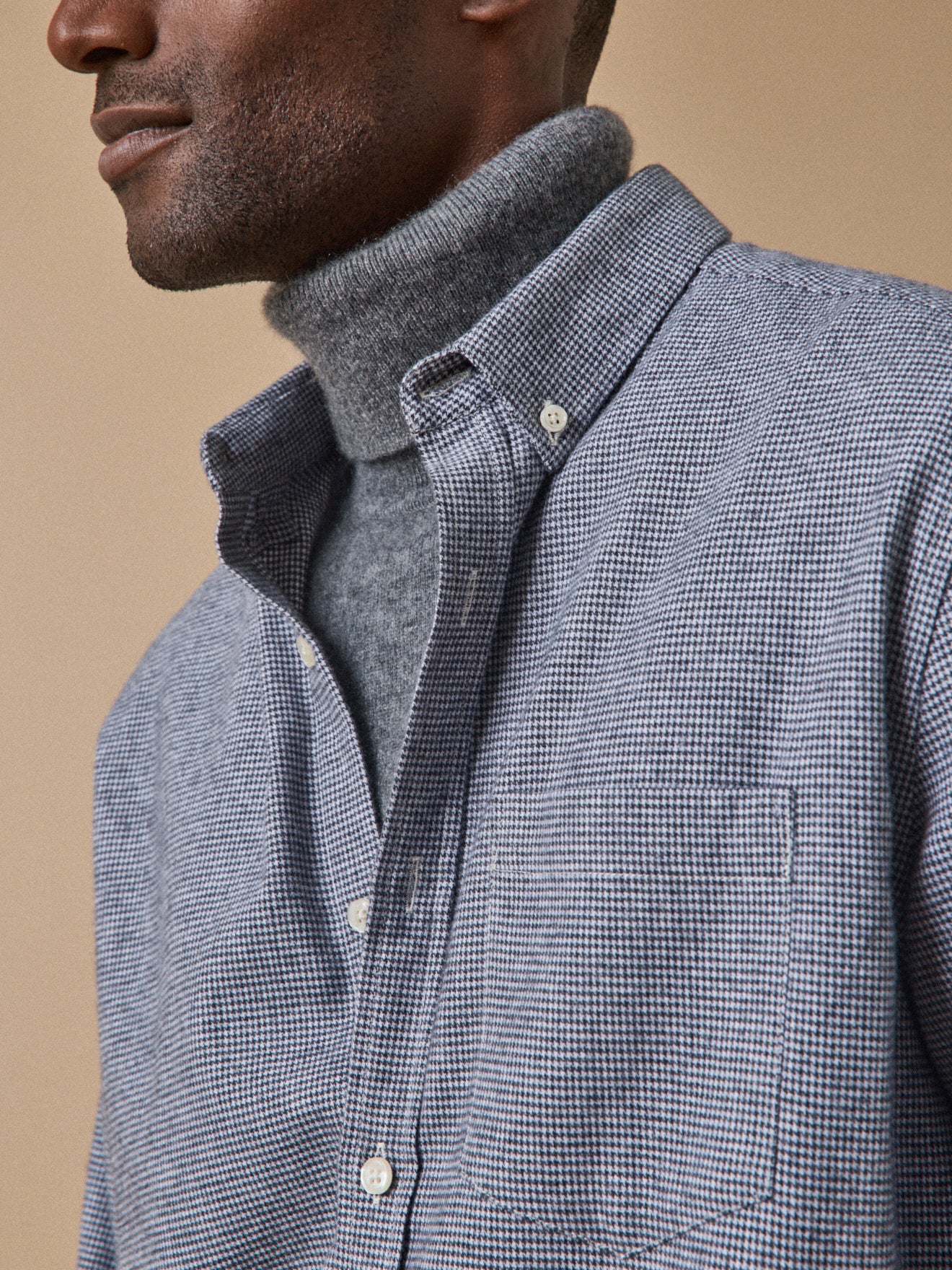 Chemise flanelle pied-de-puce homme coupe contemporaine