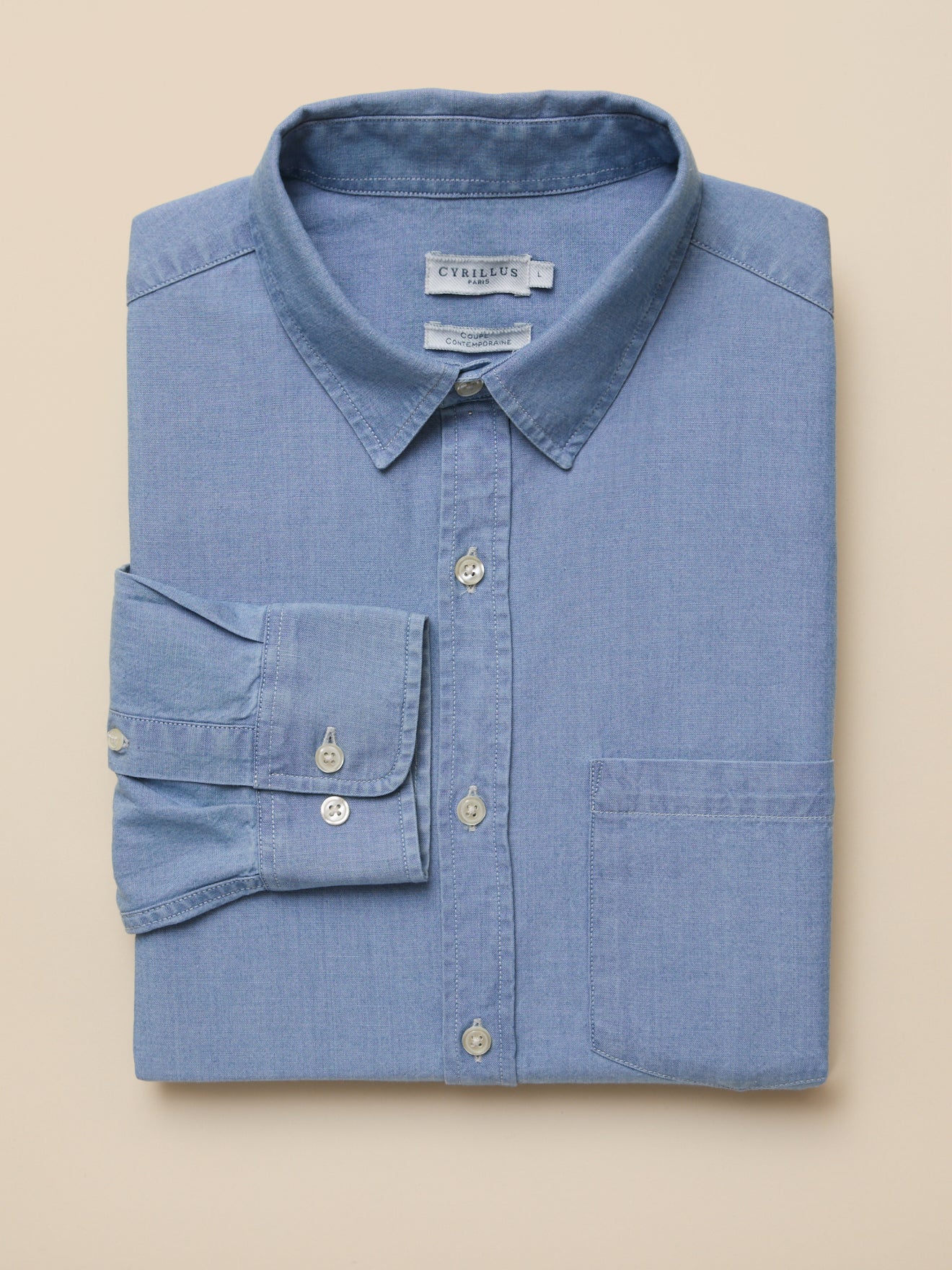 Chemise chambray homme coupe contemporaine