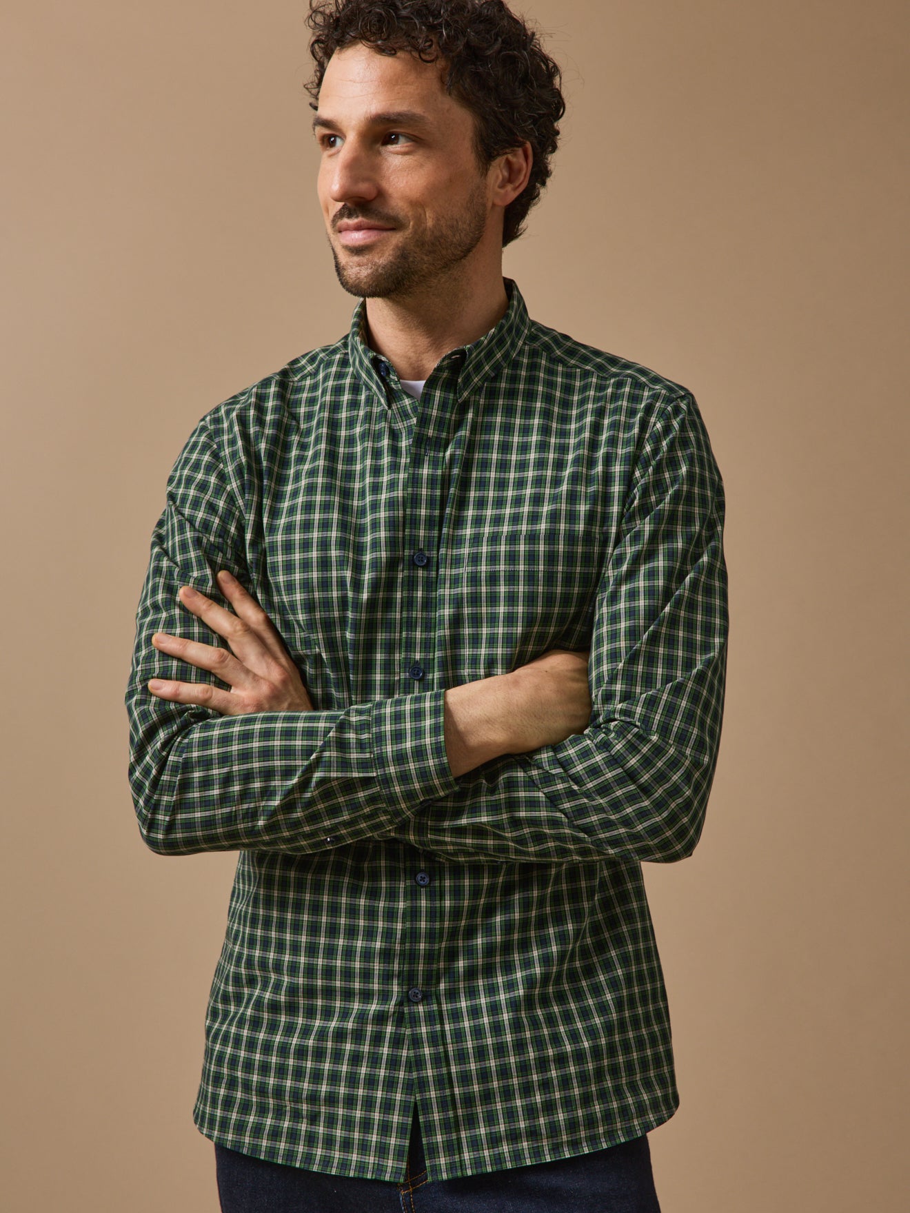 Chemise popeline carreaux homme - coupe ajustée