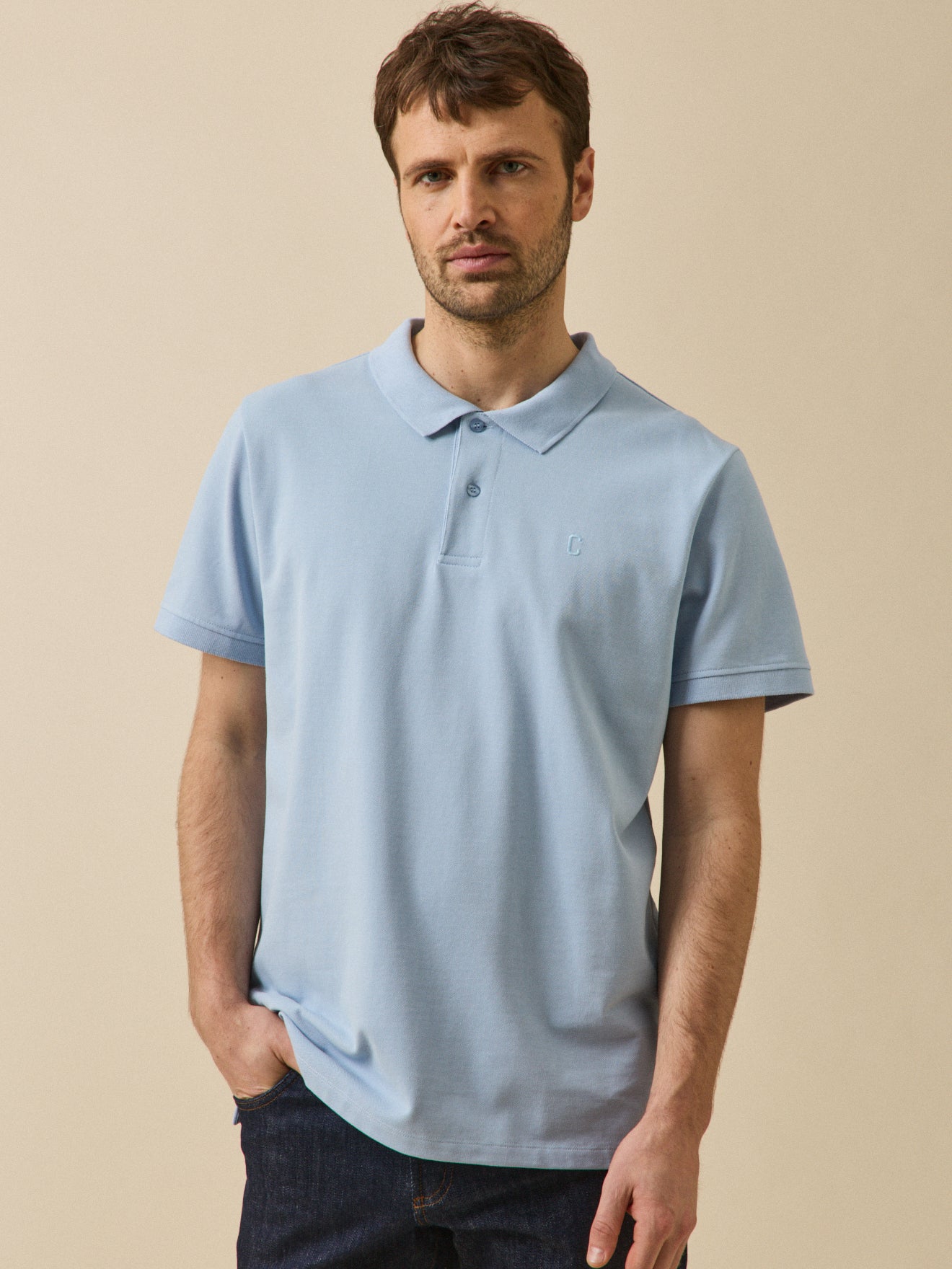 Polo uni maille piquée homme coton biologique