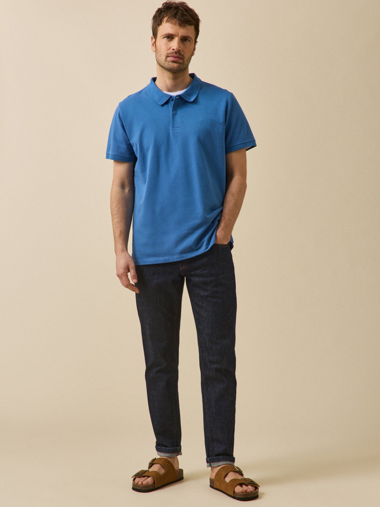 Polo uni maille piquée homme coton biologique