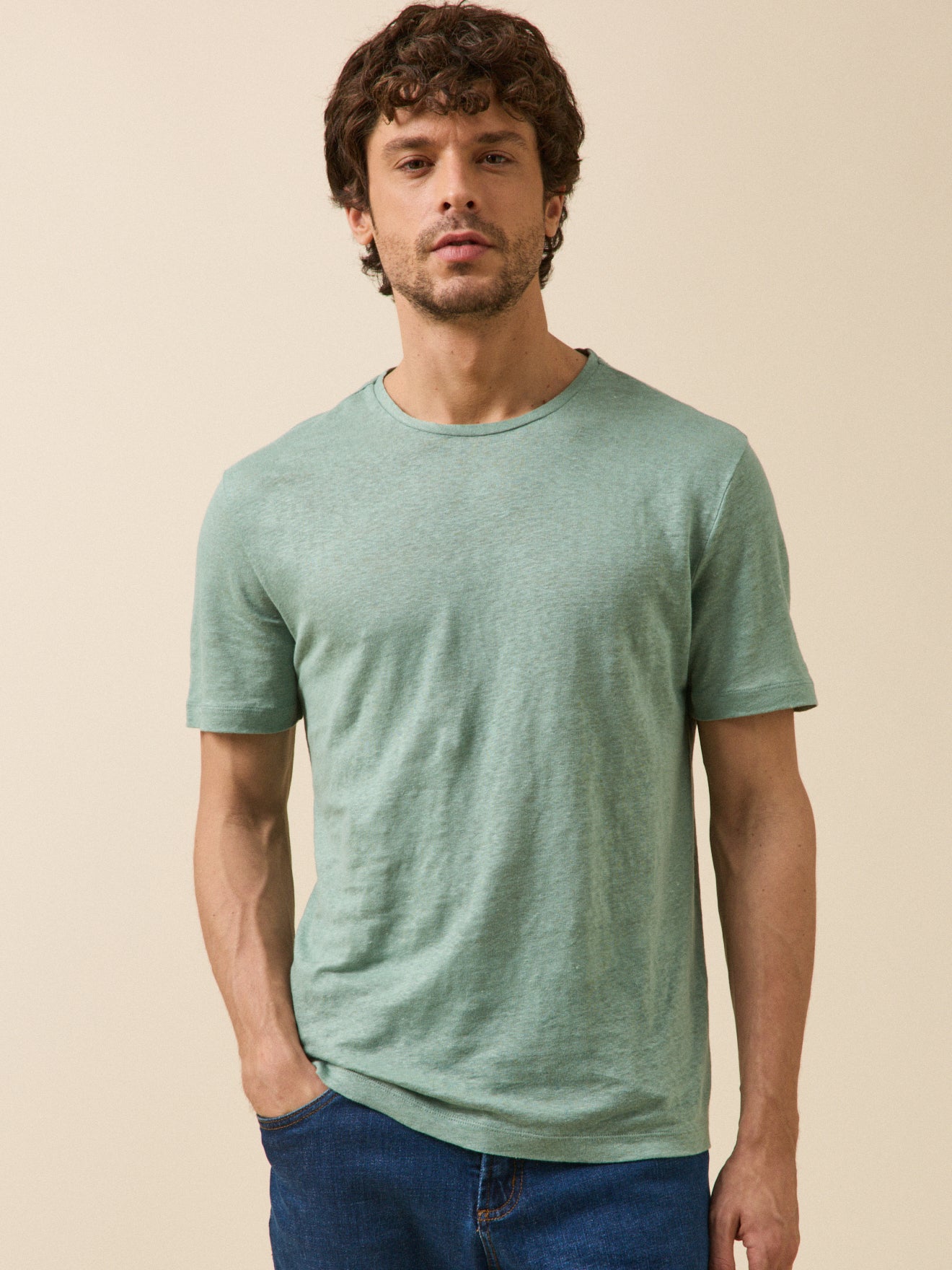 T-shirt lin homme col rond