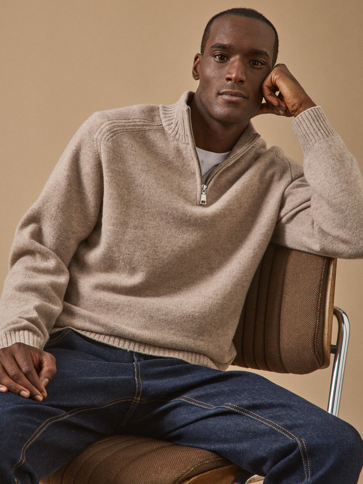Pull col montant zippé homme