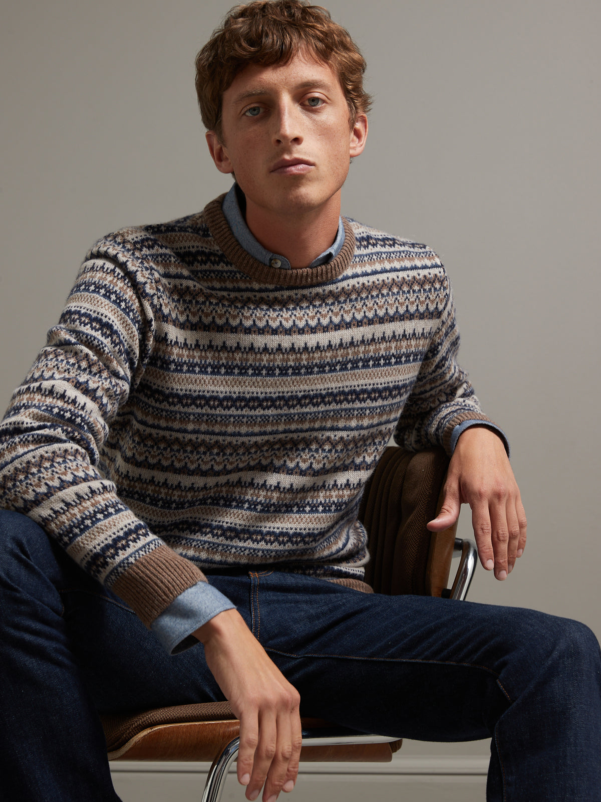 Pull col rond jacquard homme
