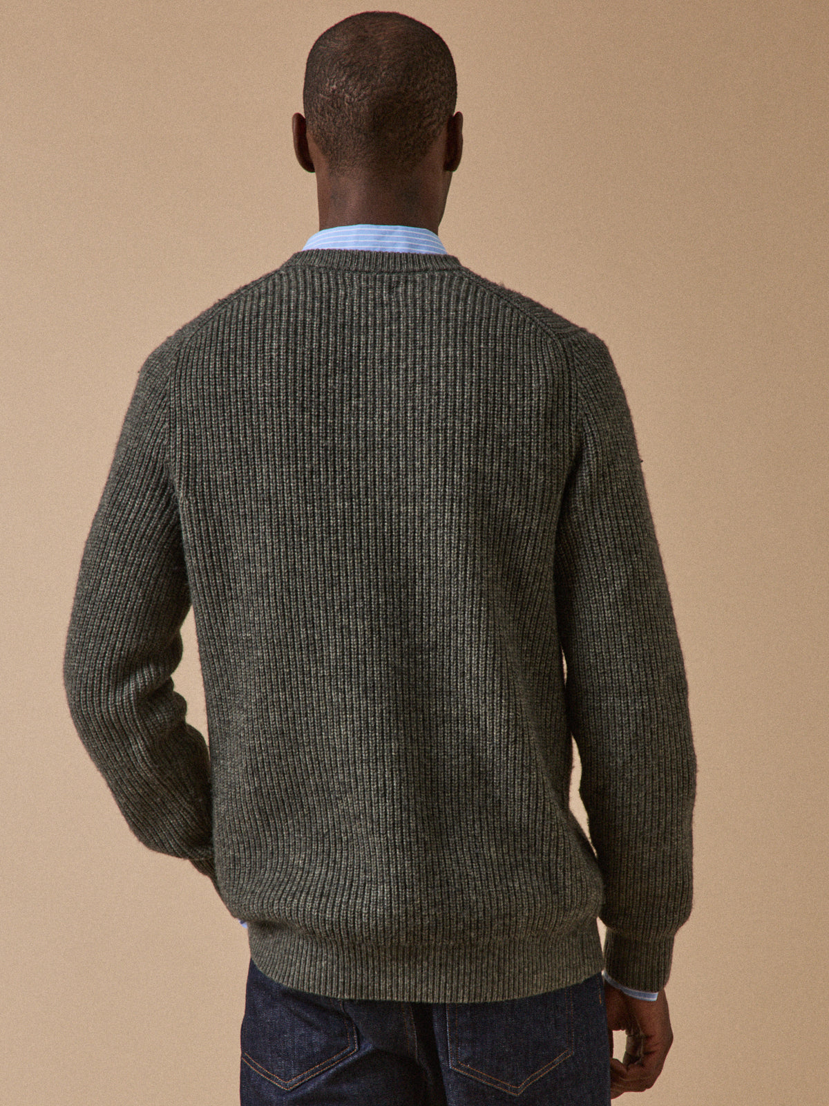 Pull col rond maille côtelée homme