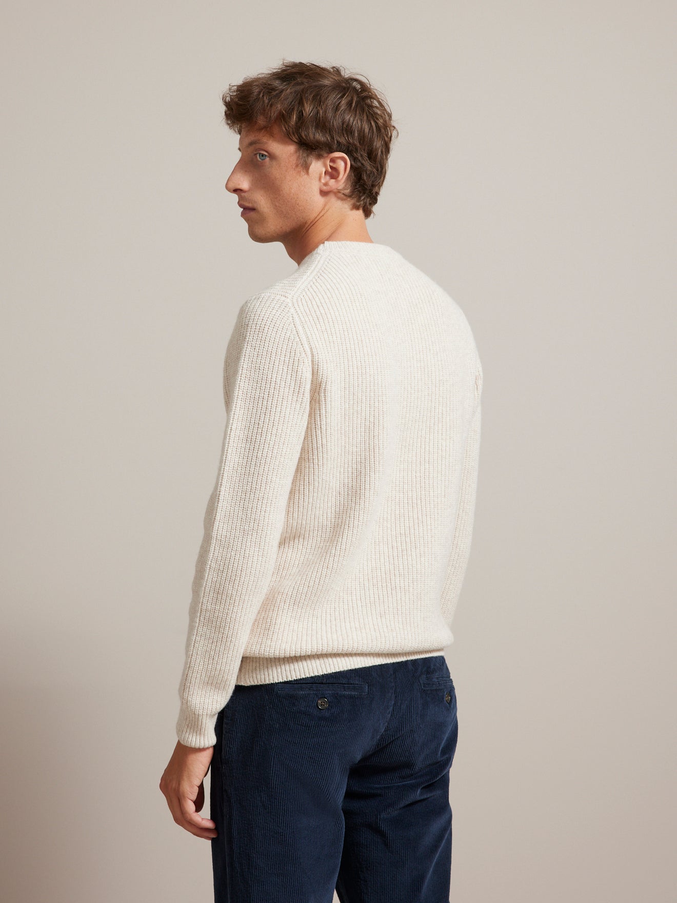 Pull col rond maille côtelée homme