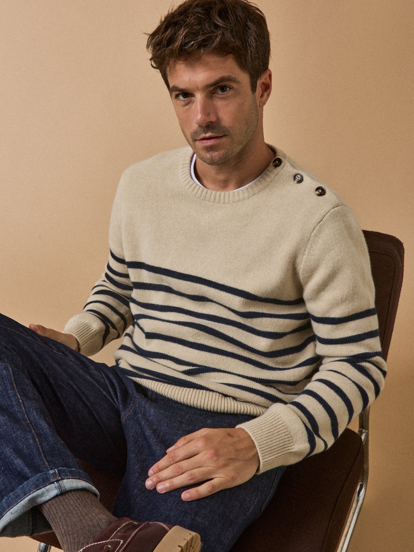 Pull marinière homme laine mélangée