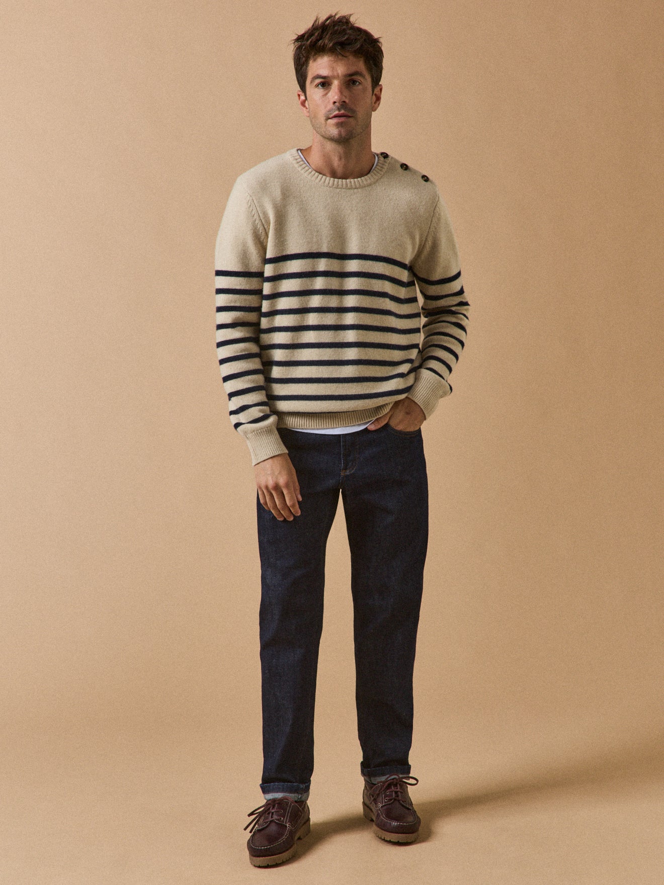 Pull marinière homme laine mélangée