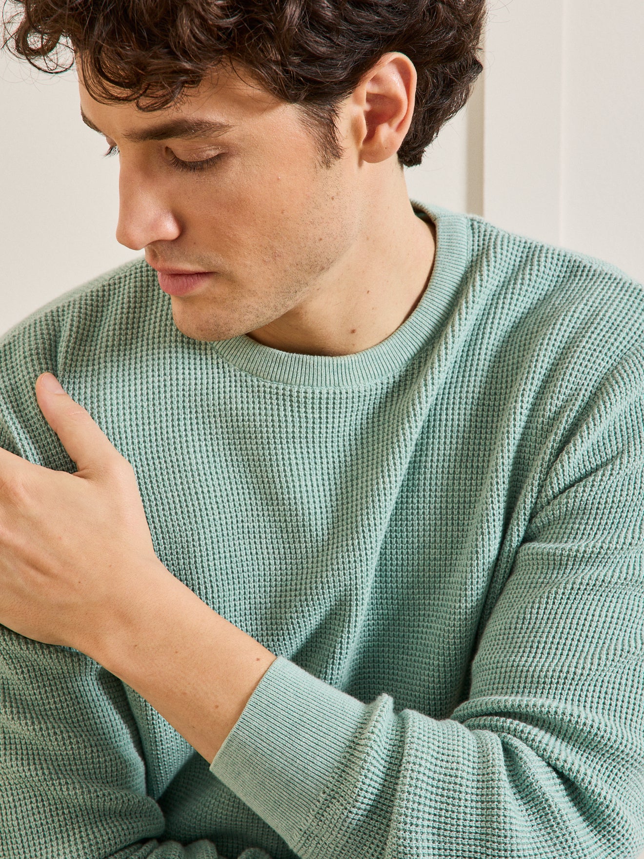 Pull col roulé maille gaufré homme